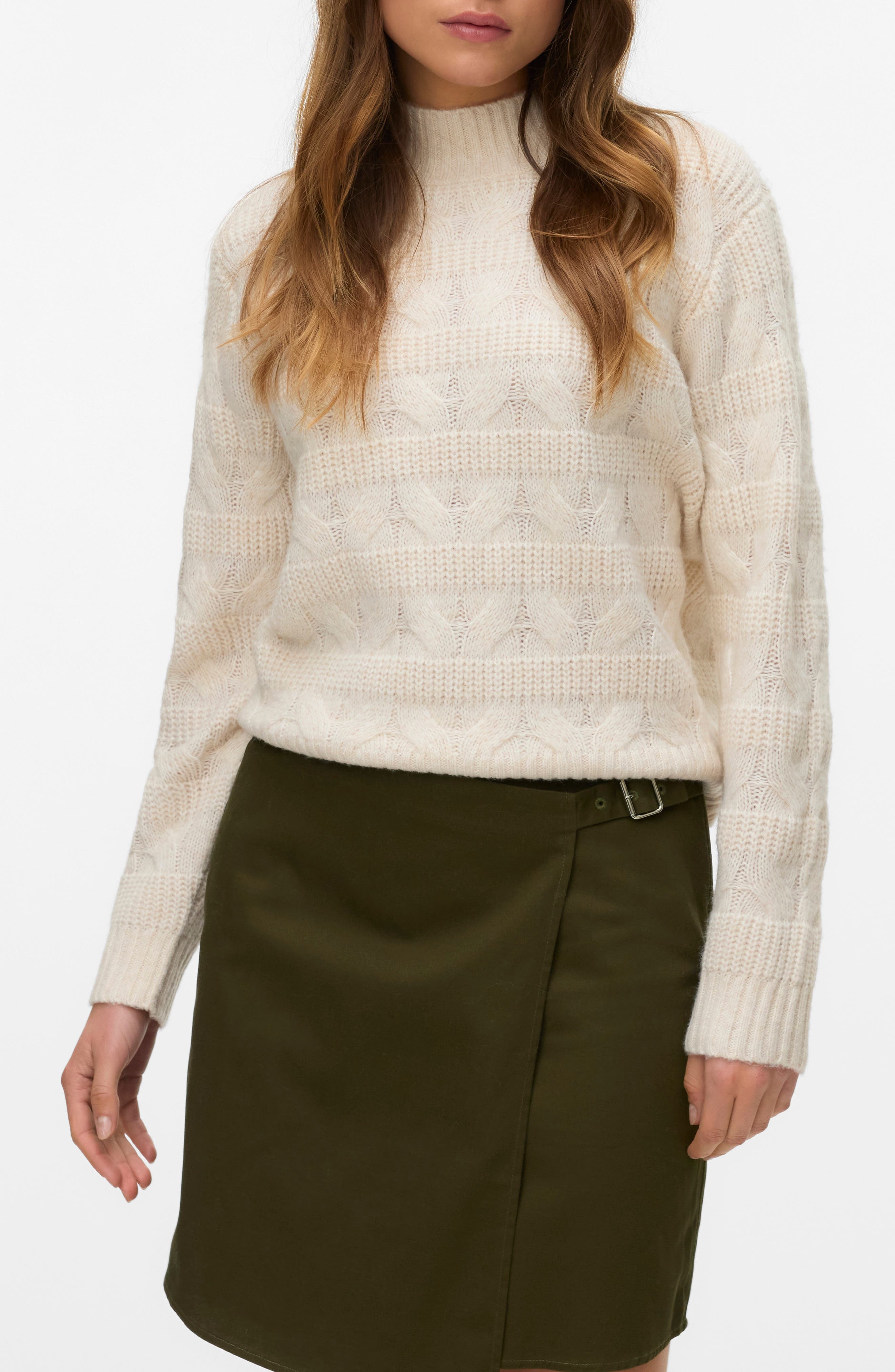 Virgo Cable Stripe Mock Neck Sweater - image 3