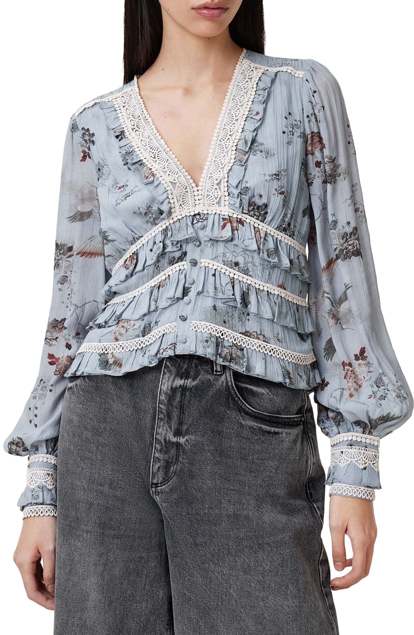 Zora Tiered Floral Long Sleeve Top - image 1