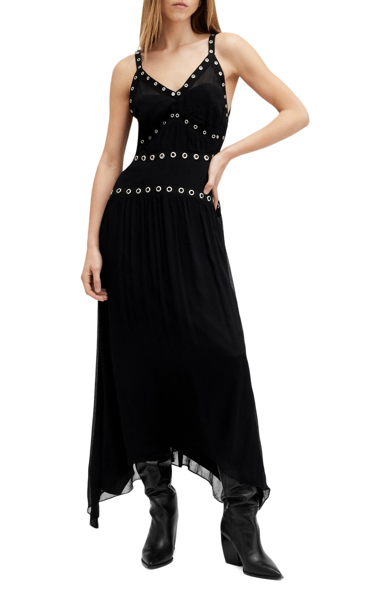 Zita Semisheer Eyelet V-Neck Dress - image 1