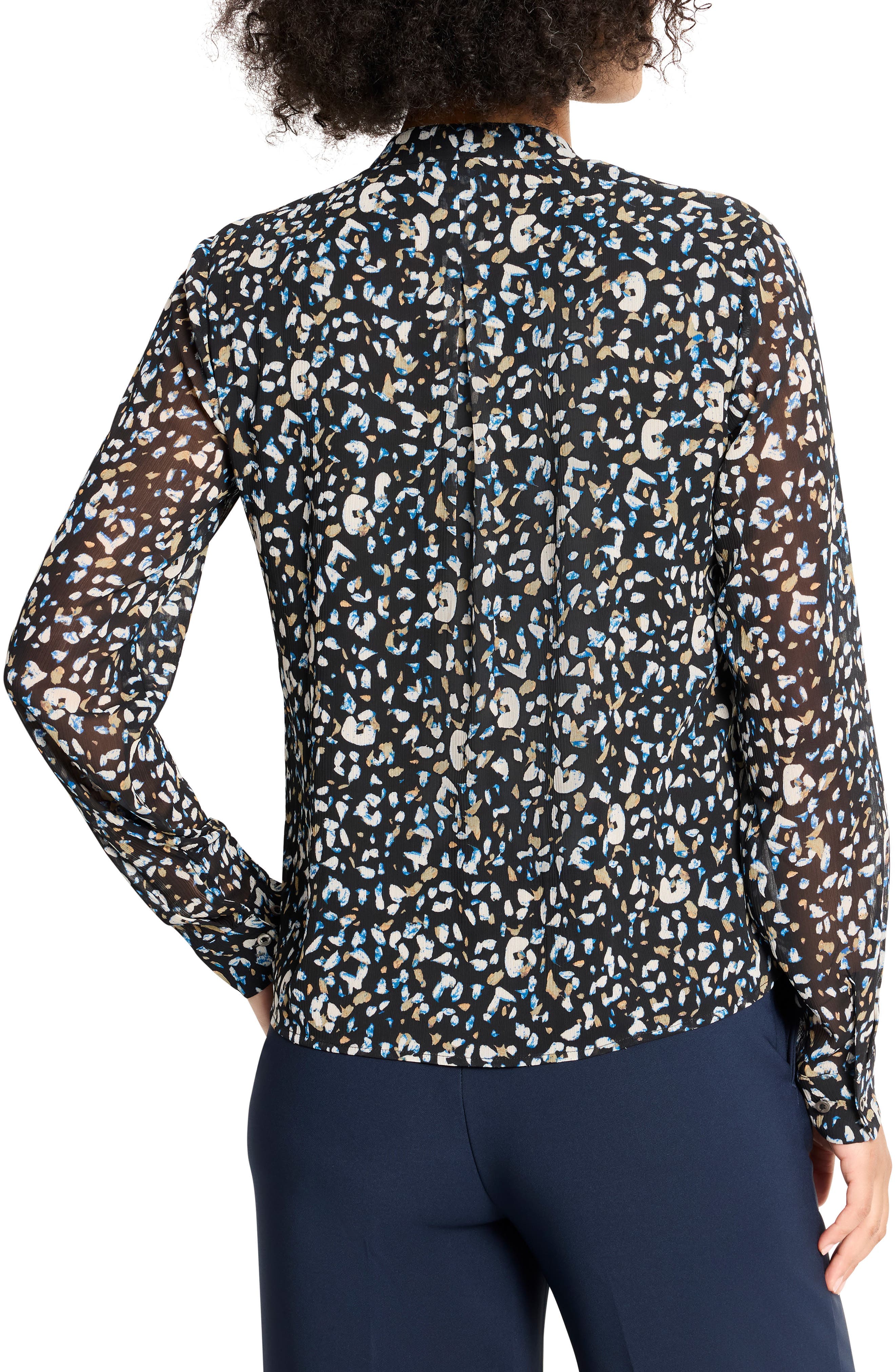 Cheetah Pintuck Button-Up Shirt - image 2
