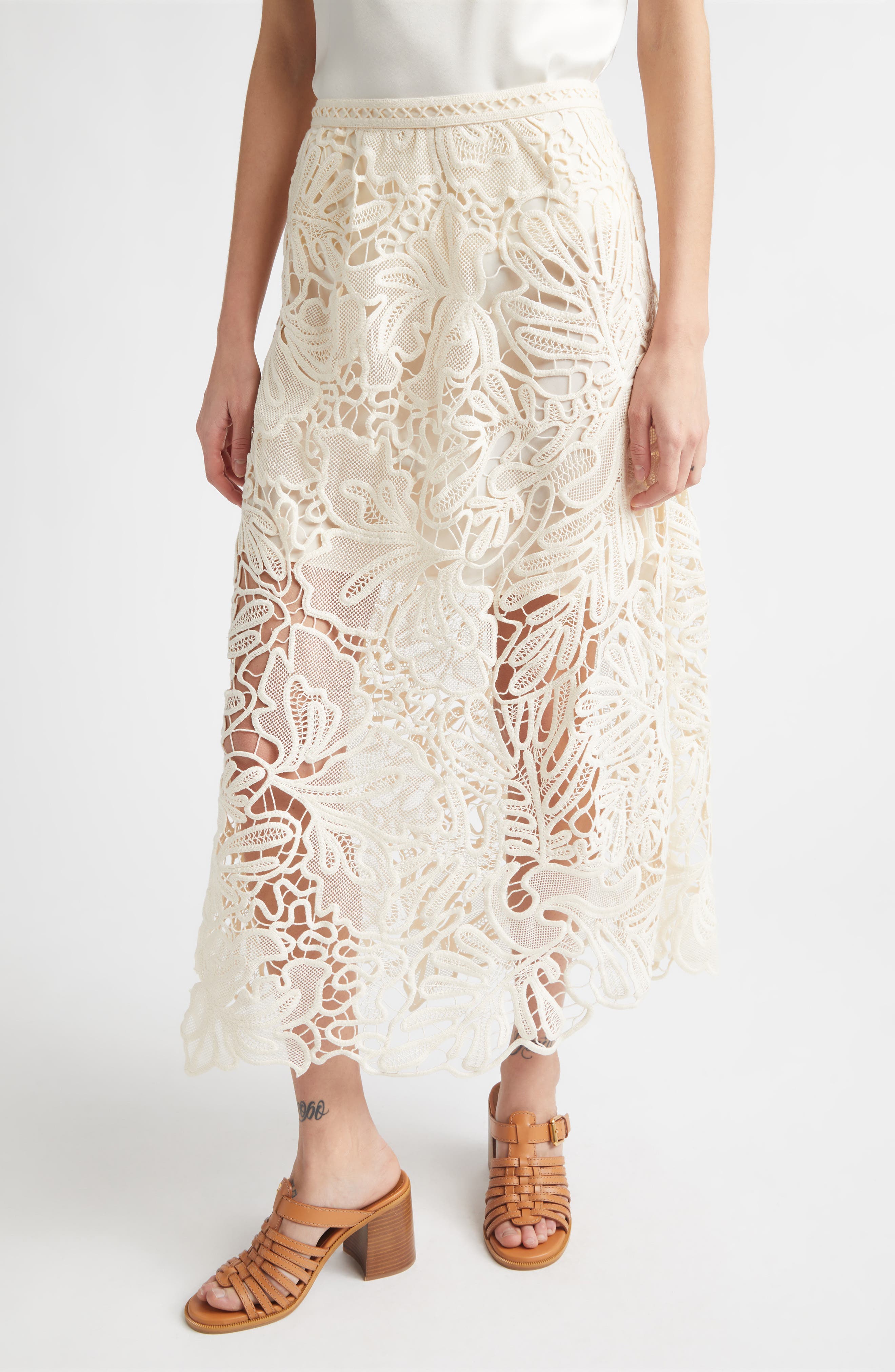 Gallina Corded Lace Midi Skirt - image 1