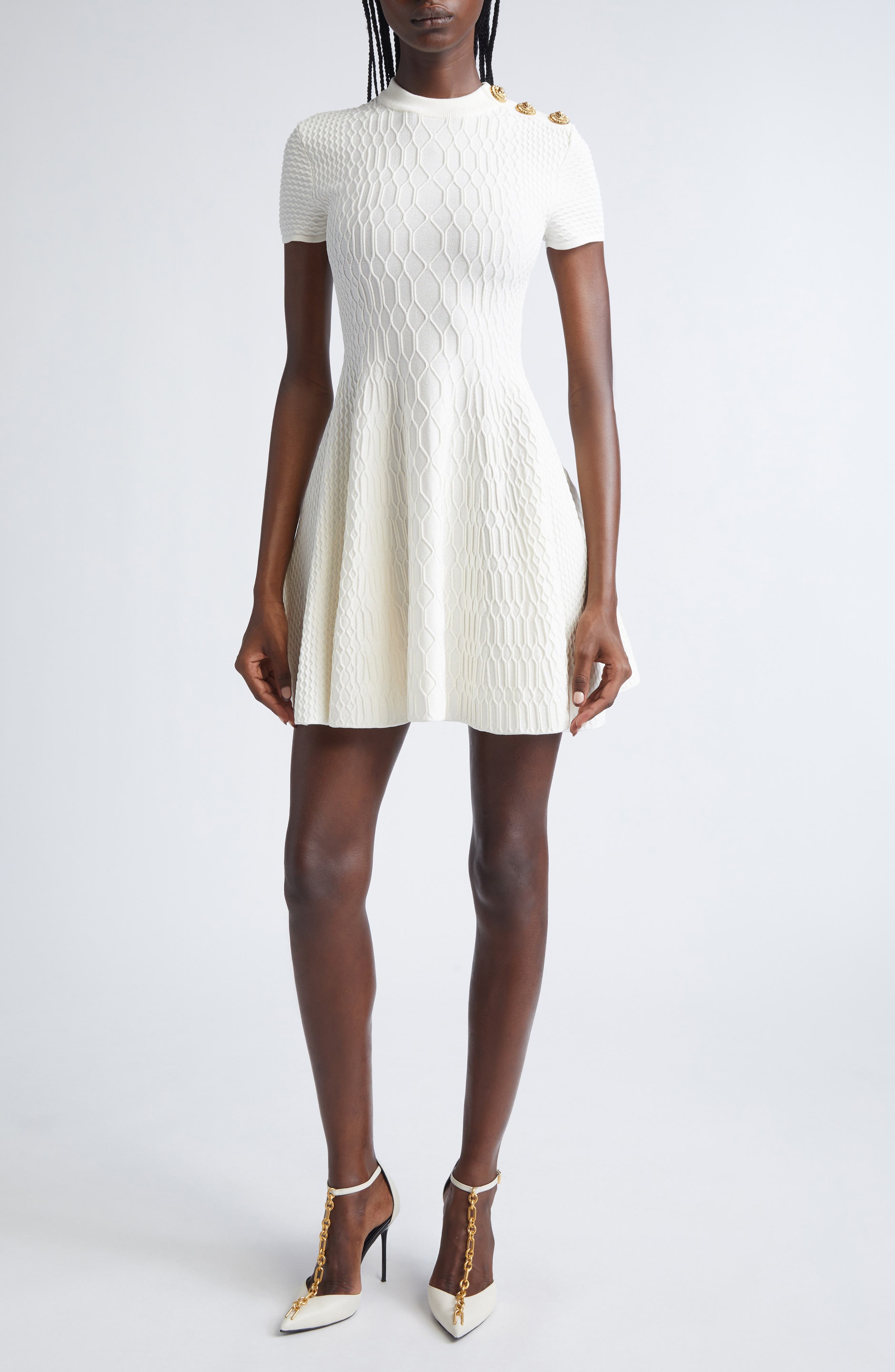 Croc Textured Short Sleeve Dress - image 1