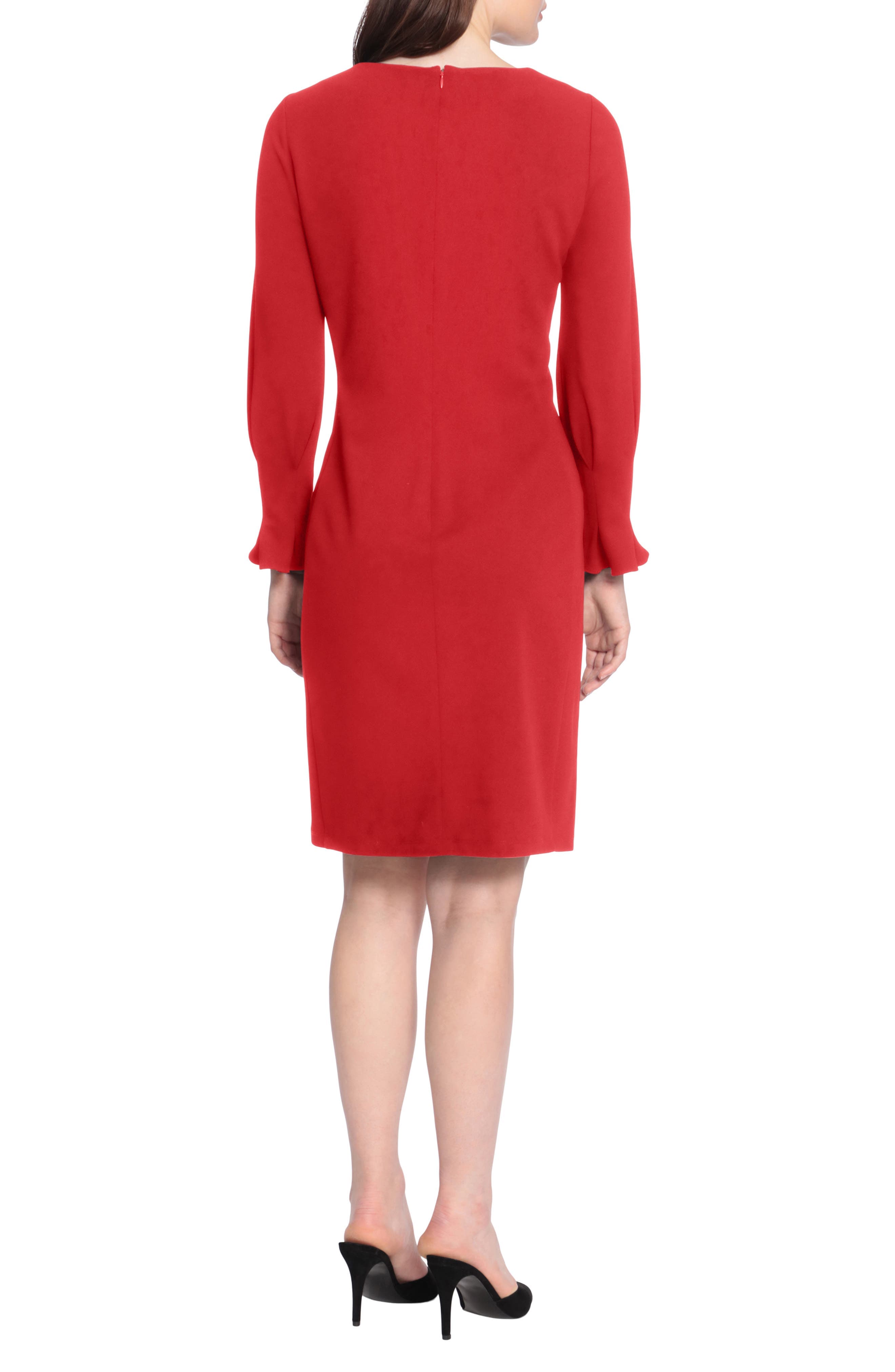 Pleated Long Sleeve Sheath Dress - image 2