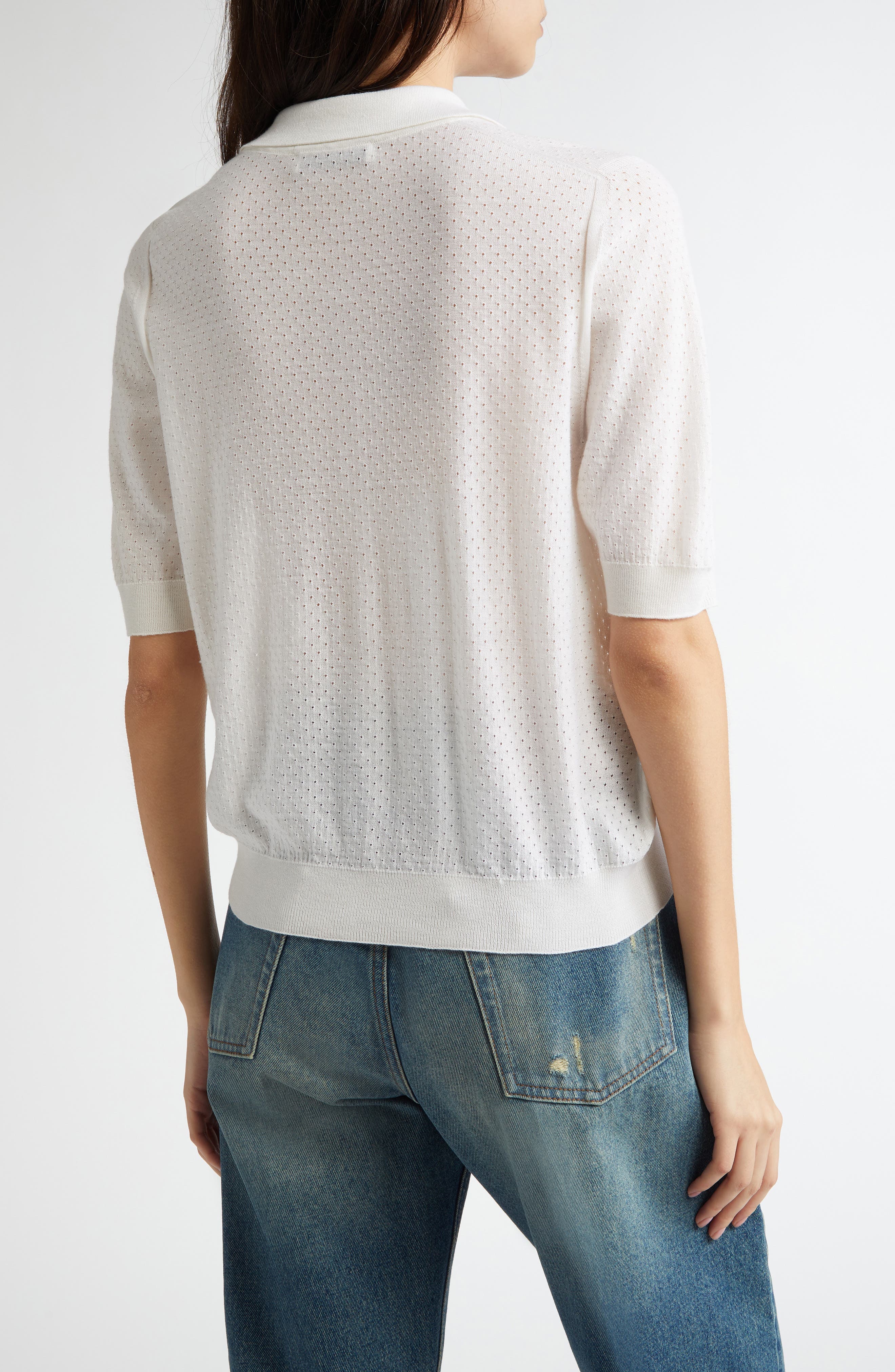 Supertine Merino Wool Mesh Polo Sweater - image 2