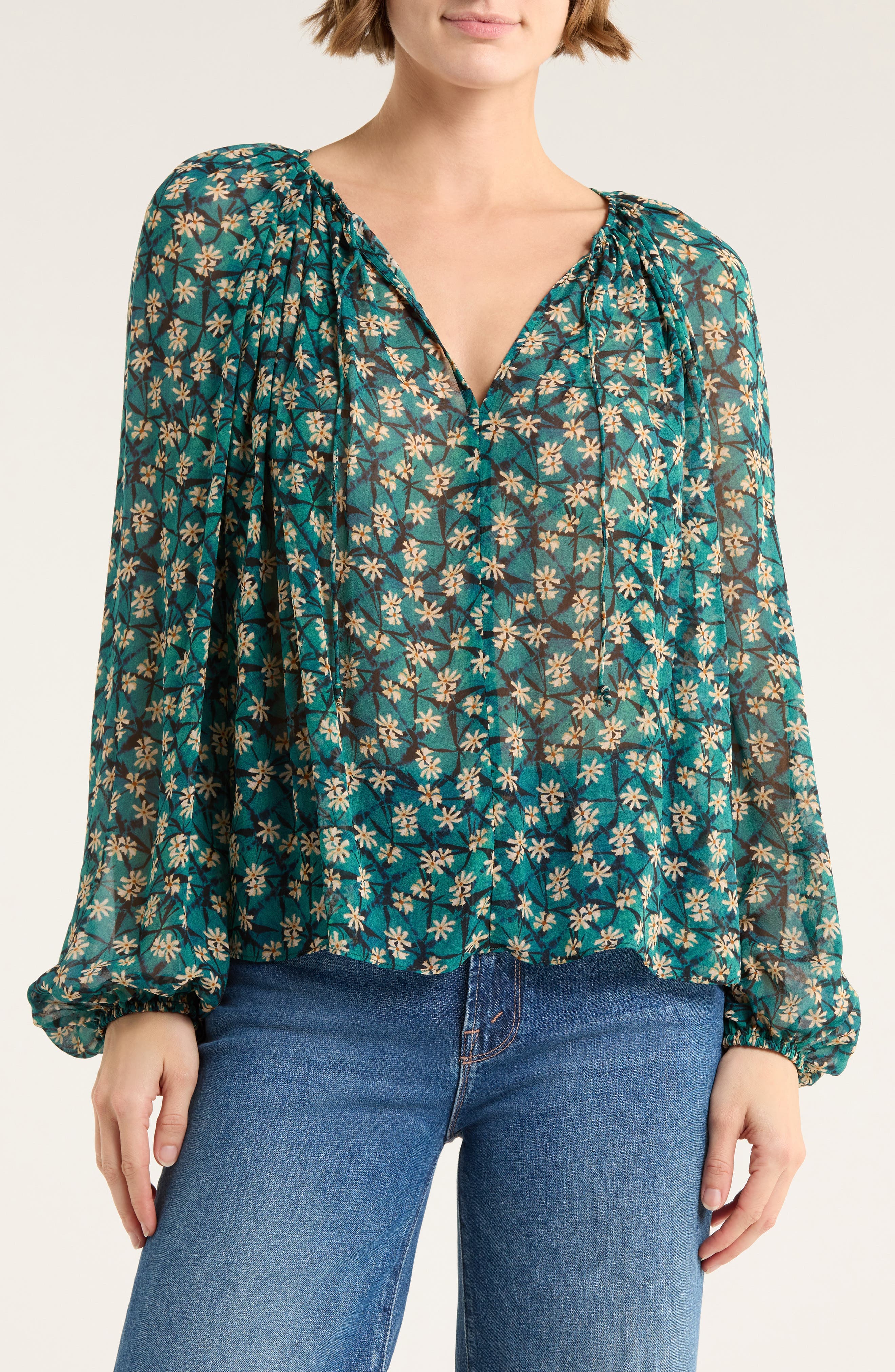 Safa Tie Neck Silk Top - image 1