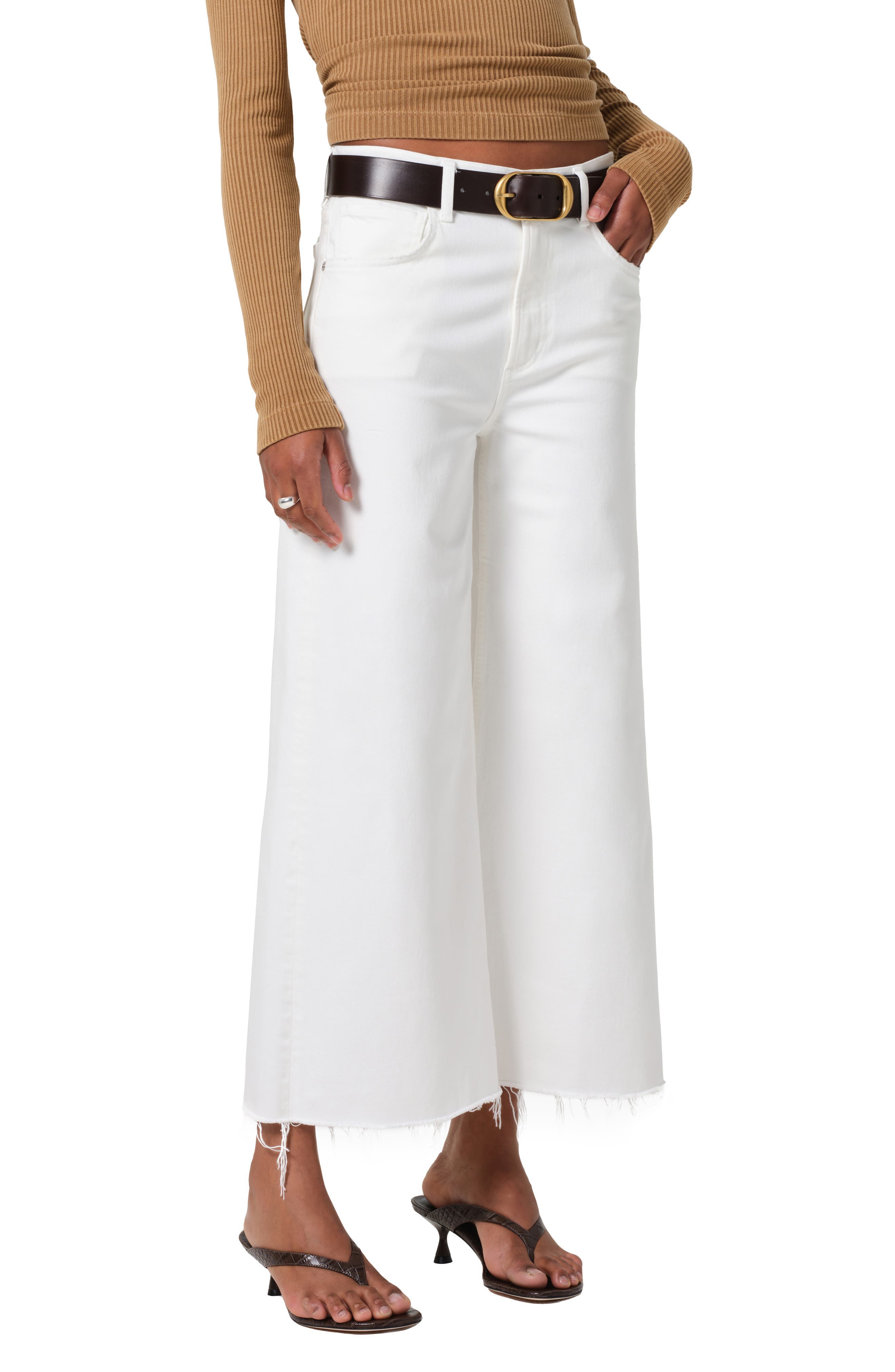 Lyra Raw Hem High Waist Crop Wide Leg Jeans - image 1