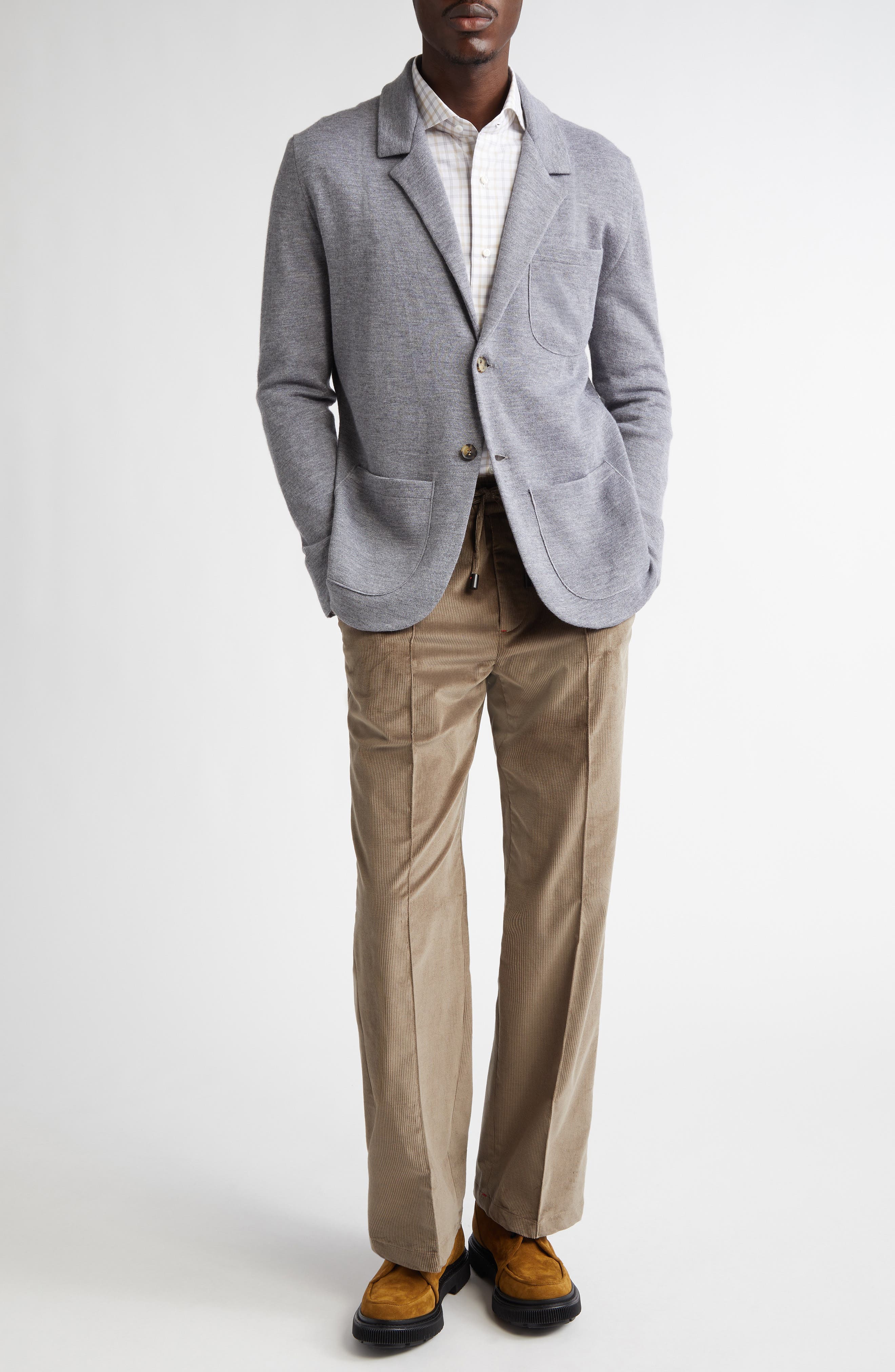 Drawstring Stretch Corduroy Wide Leg Pants - image 2