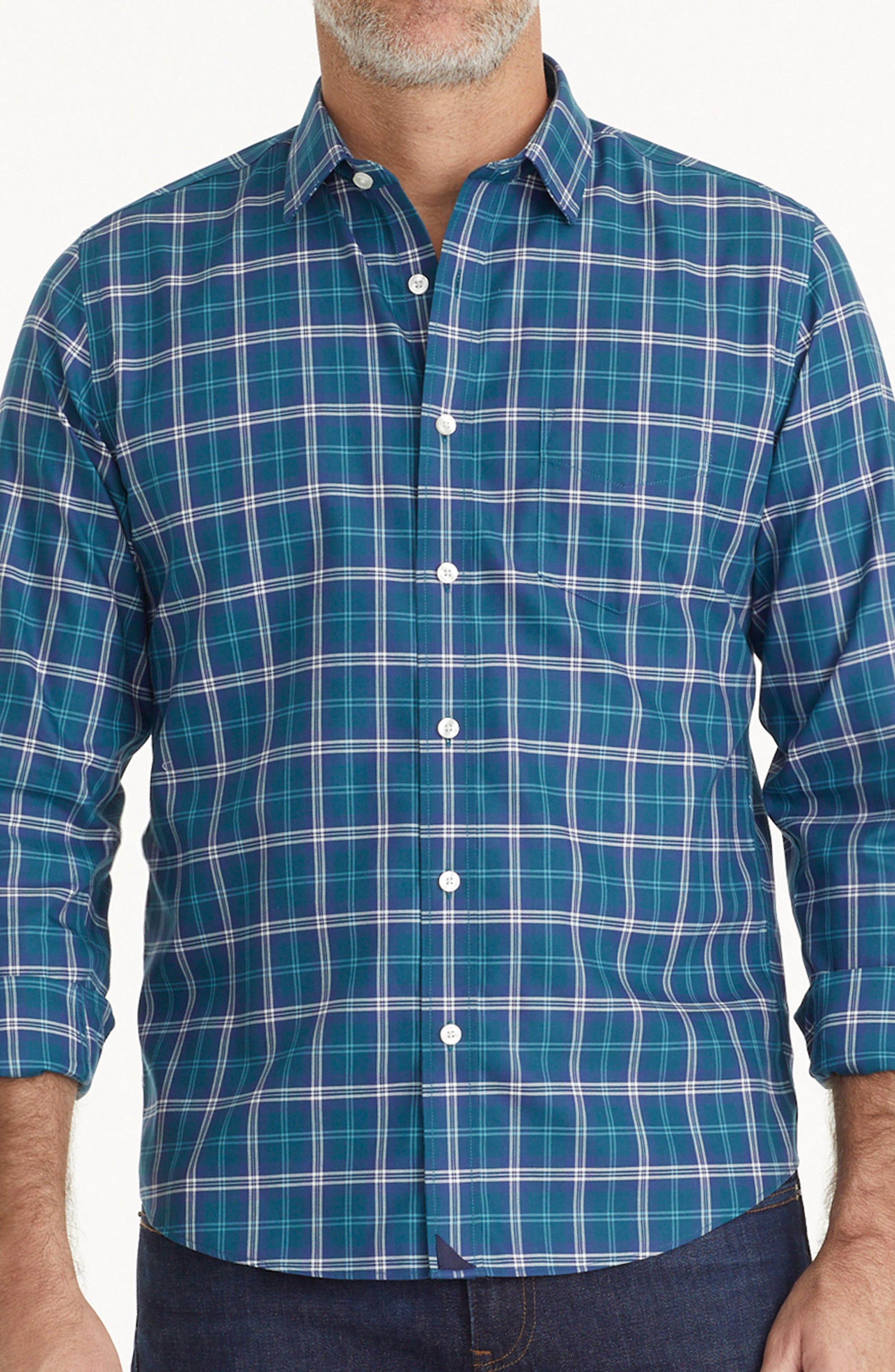 Harwin Plaid Wrinkle Free Cotton Twill Button-Up Shirt - image 1
