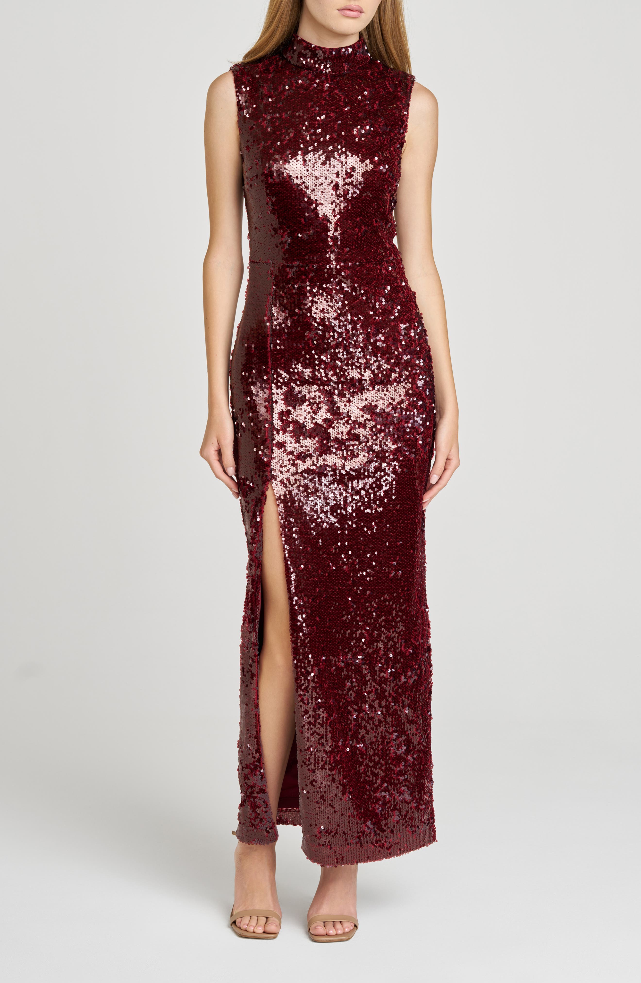 Ivy Sequin Mock Neck Sleeveless Sheath Cocktail Dress - image 1
