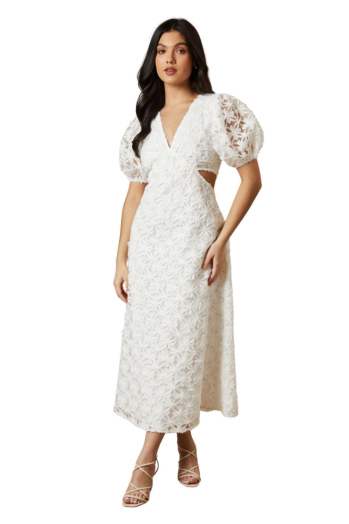 Textured Cutout Detail Midi Dress - image 1