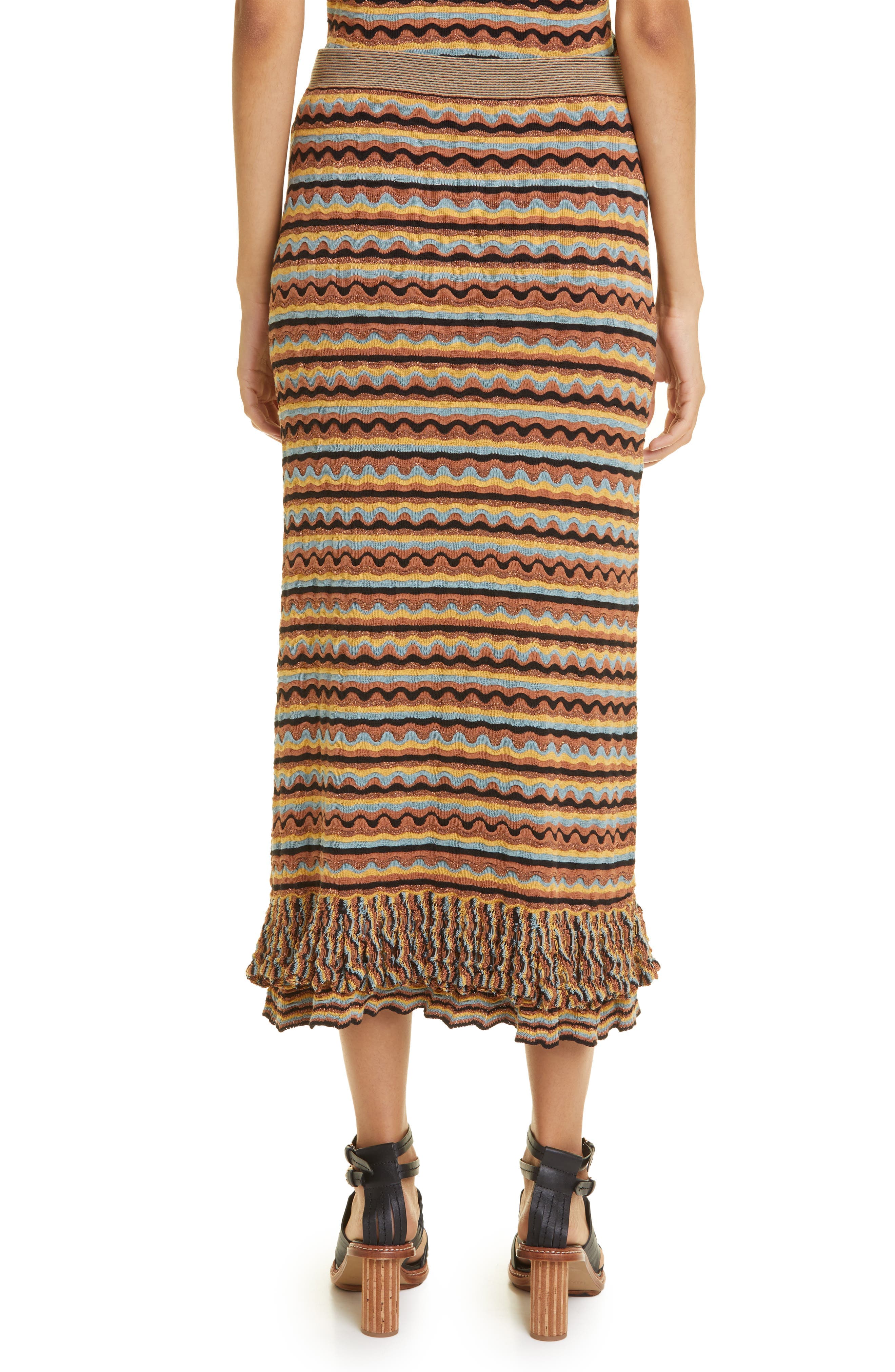 Cosette Stripe Silk & Cotton Blend Knit Skirt - image 2