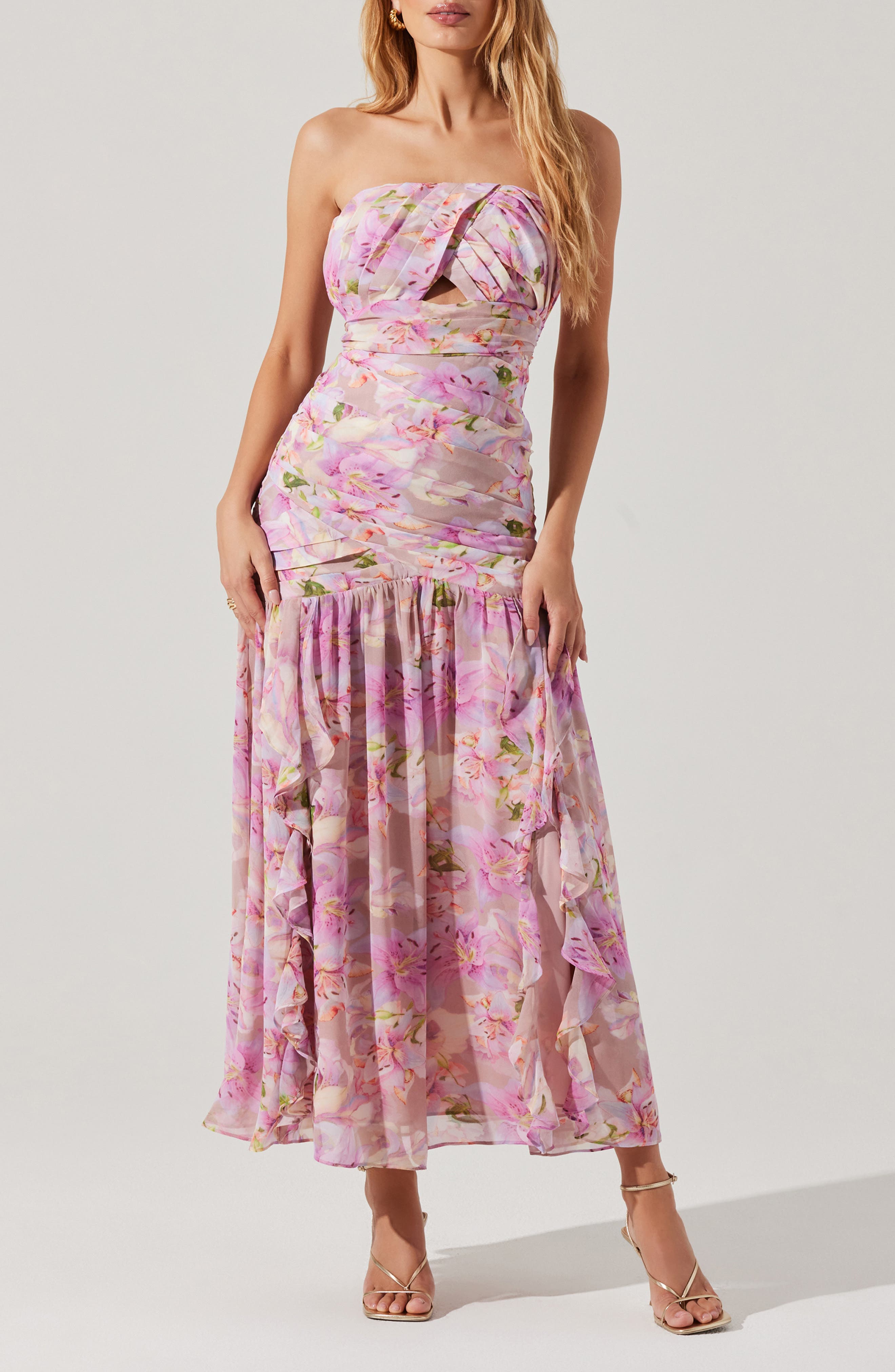 Estefany Floral Strapless Maxi Dress - image 1