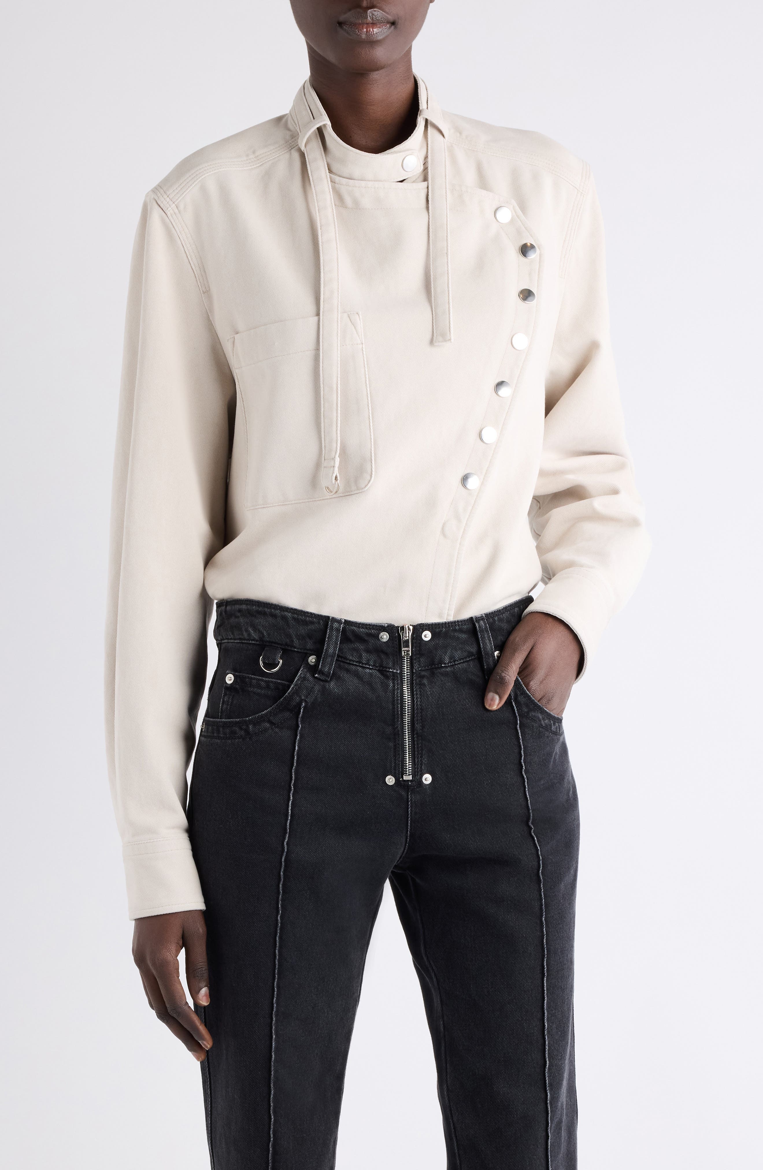 Tess Cotton Twill Moto Top - image 1