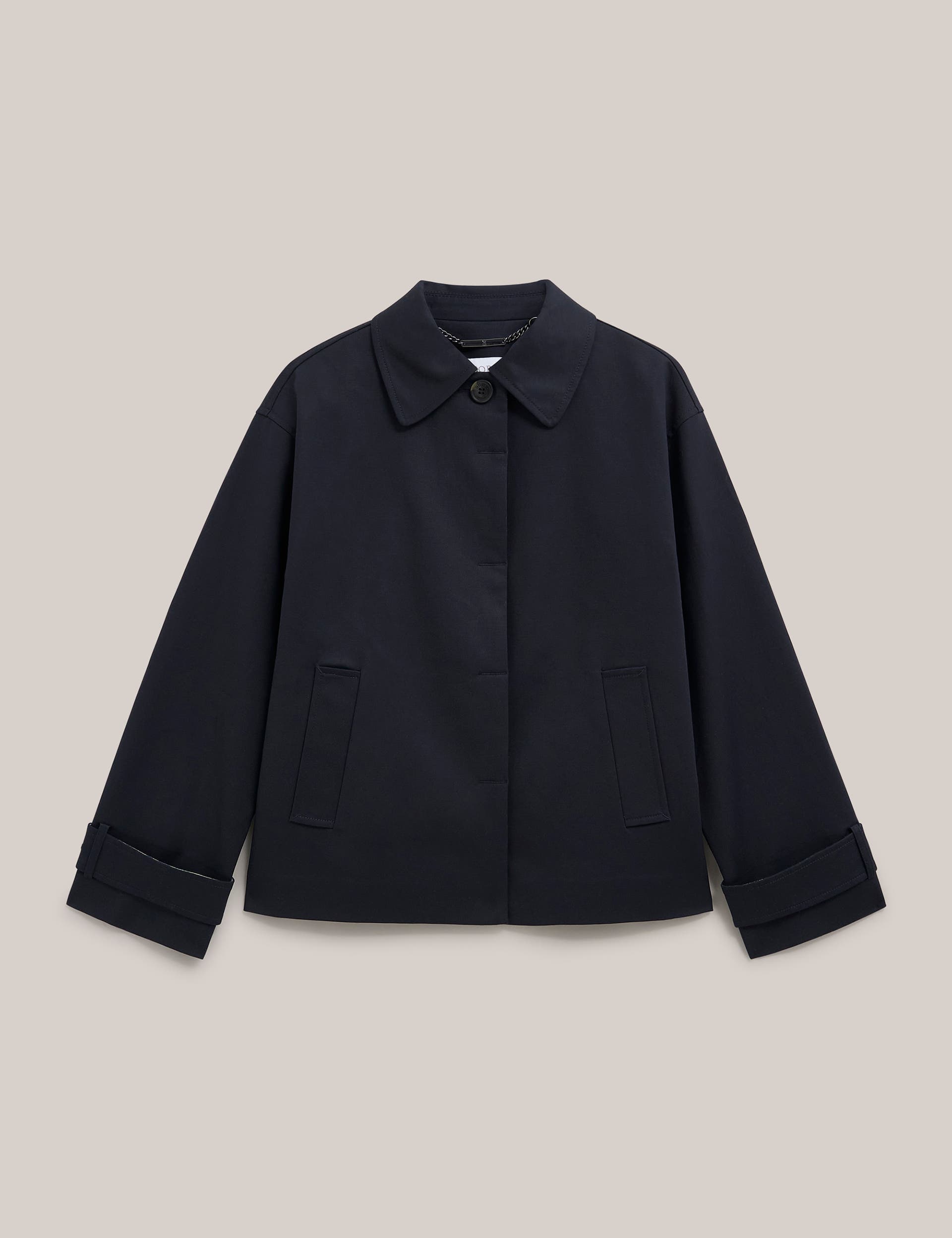 Frida Collared Cropped Trench Coat - image 4