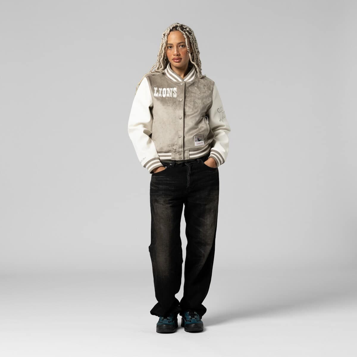 Women's Mitchell & Ness  Tan Detroit Lions Full-Snap Varsity Jacket - image 1