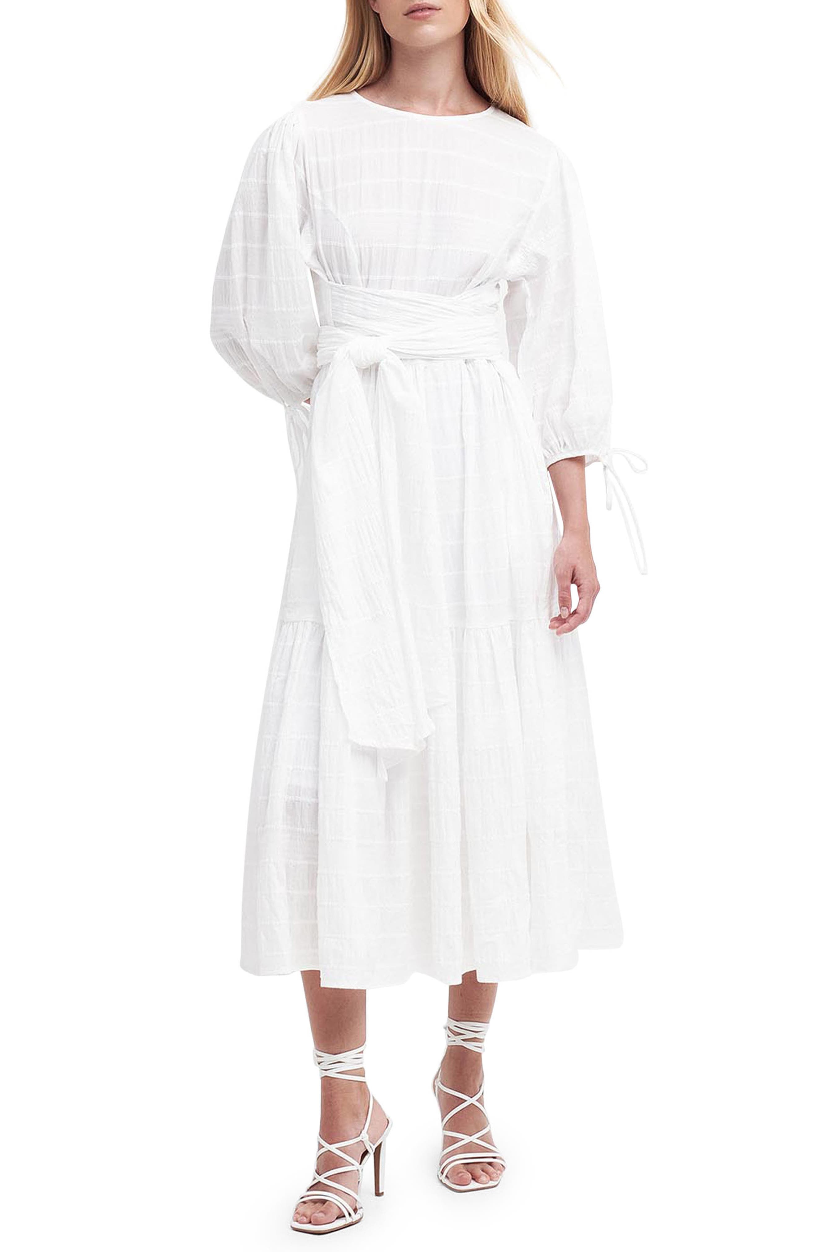 Kelburn Puff Sleeve Stretch Cotton Midi Dress - image 1