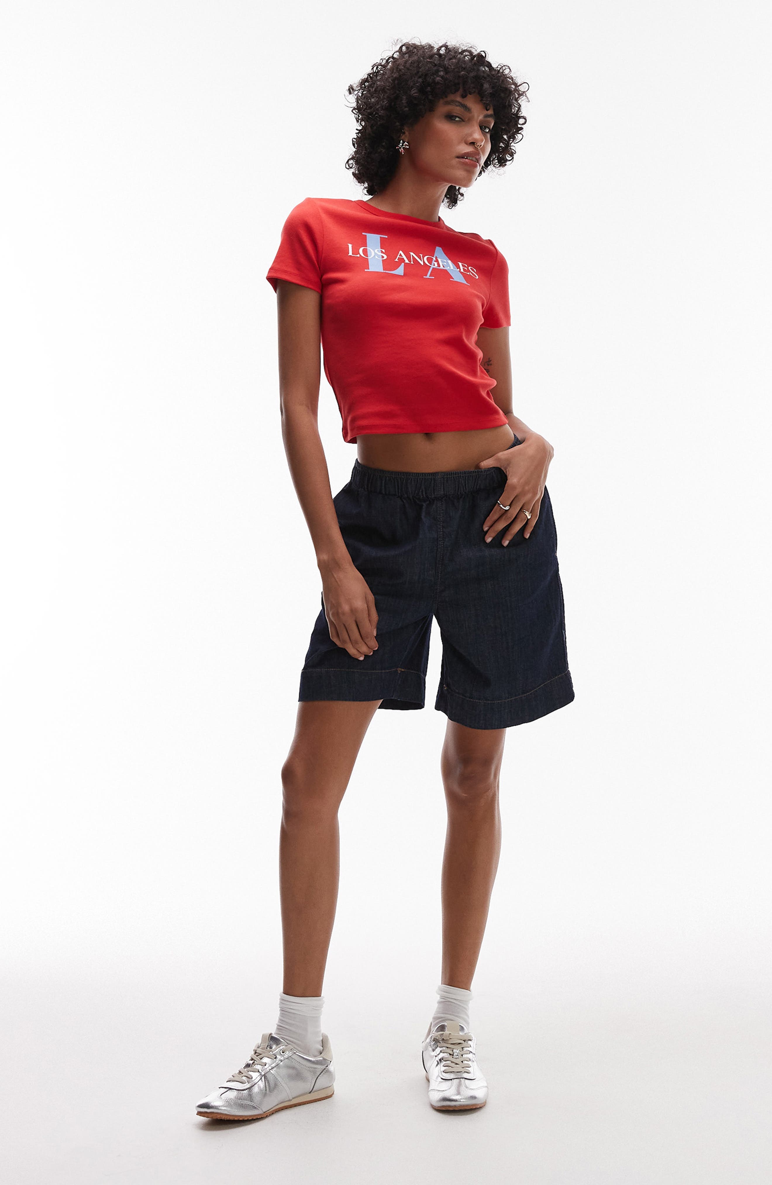 Pull On Denim Shorts - image 1