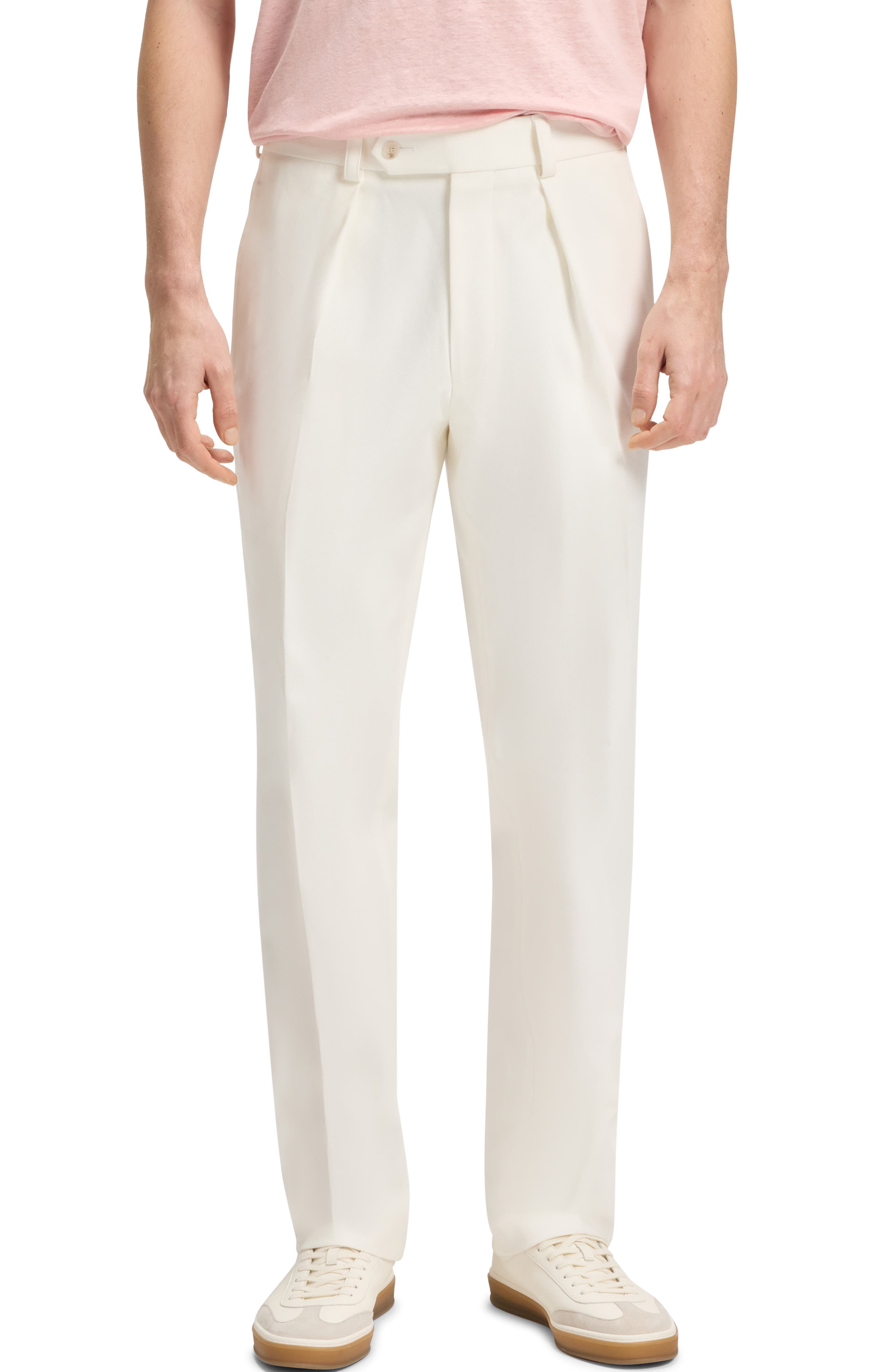 Pleated Cotton Stretch Twill Dress Pants - image 1