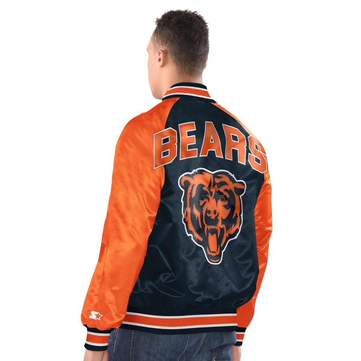 Men's Starter  Navy/Orange Chicago Bears Inductee Raglan Full-Snap Varsity Jacket - image 2
