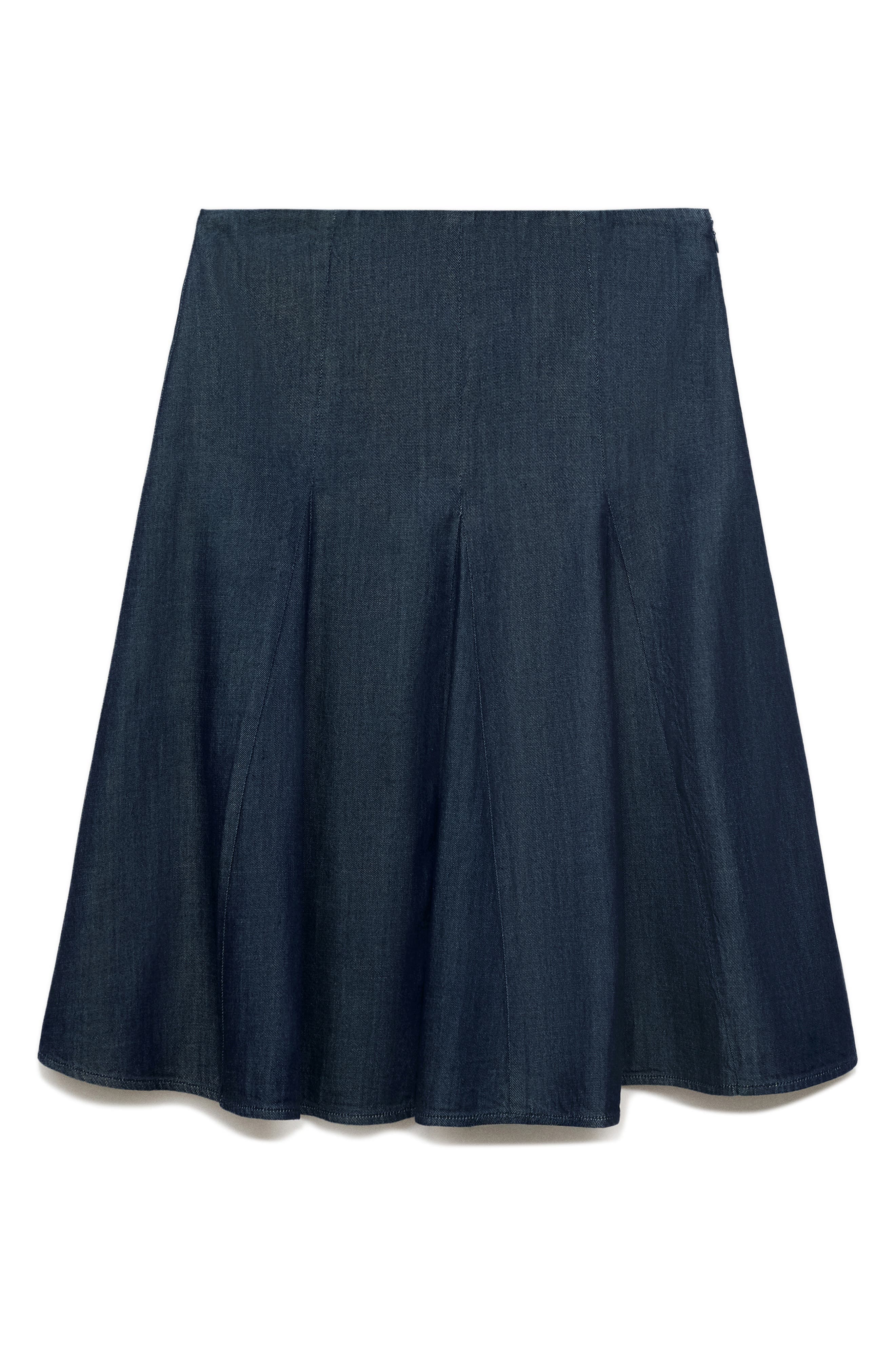 Pleated A-Line Denim Skirt - image 2