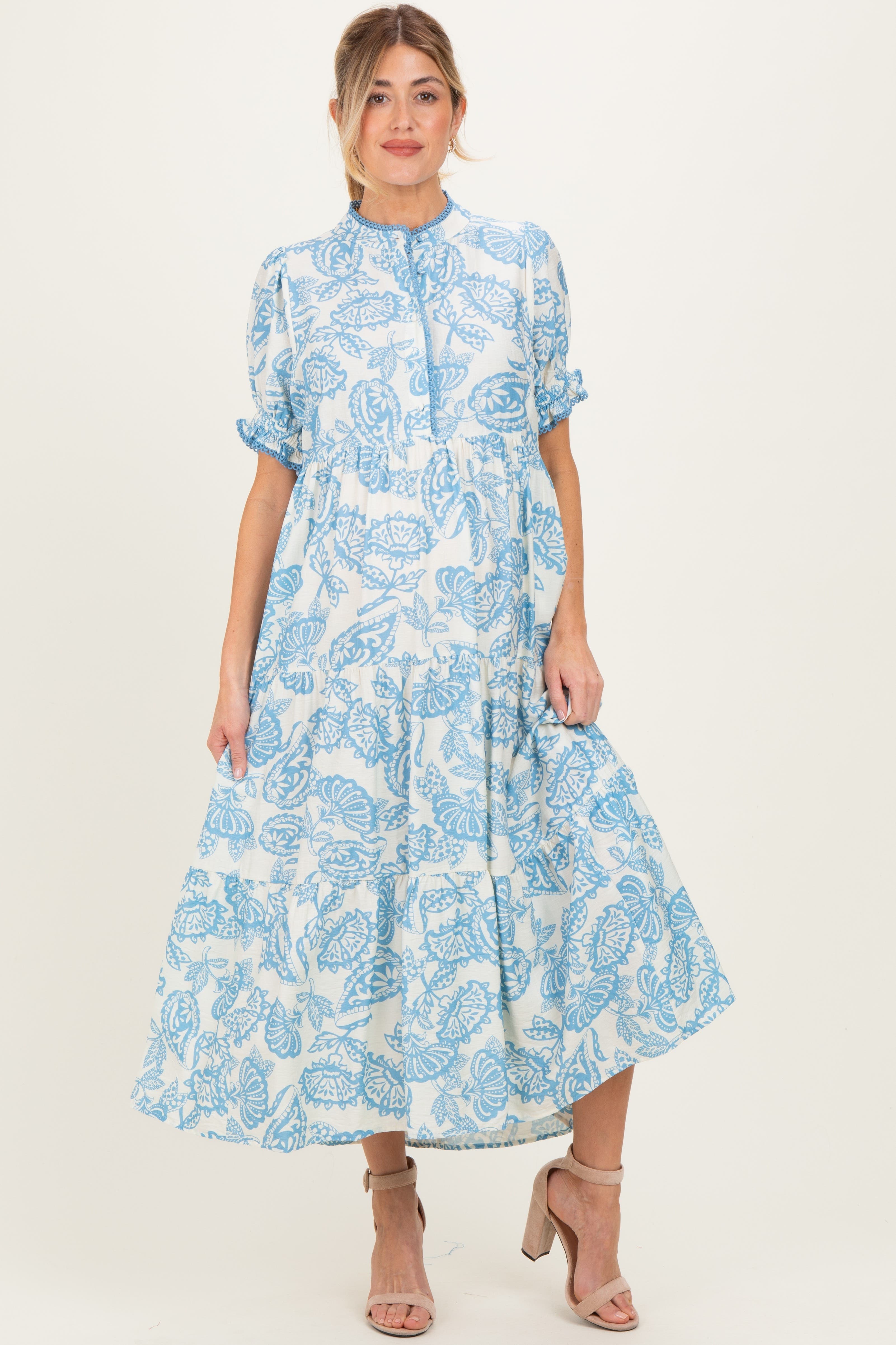 Paisley Print Tiered Midi Dress - image 2