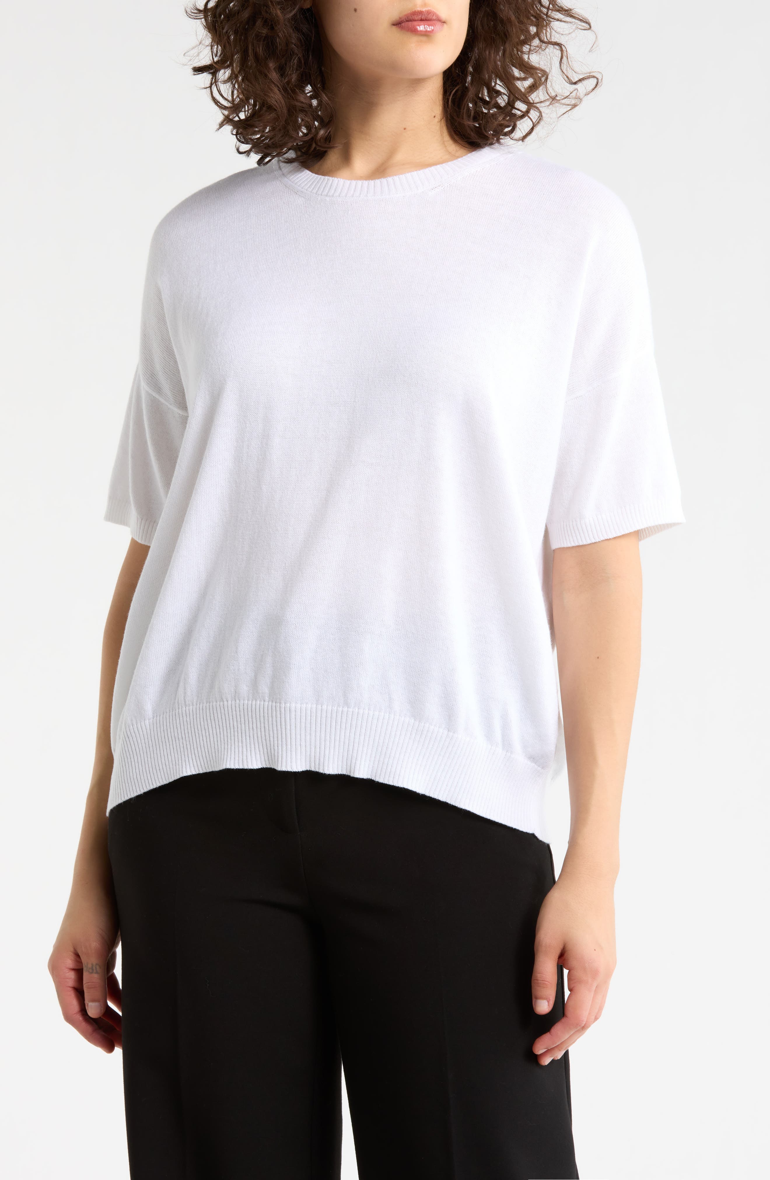 Short Sleeve Organic Cotton Blend Sweater - image 1