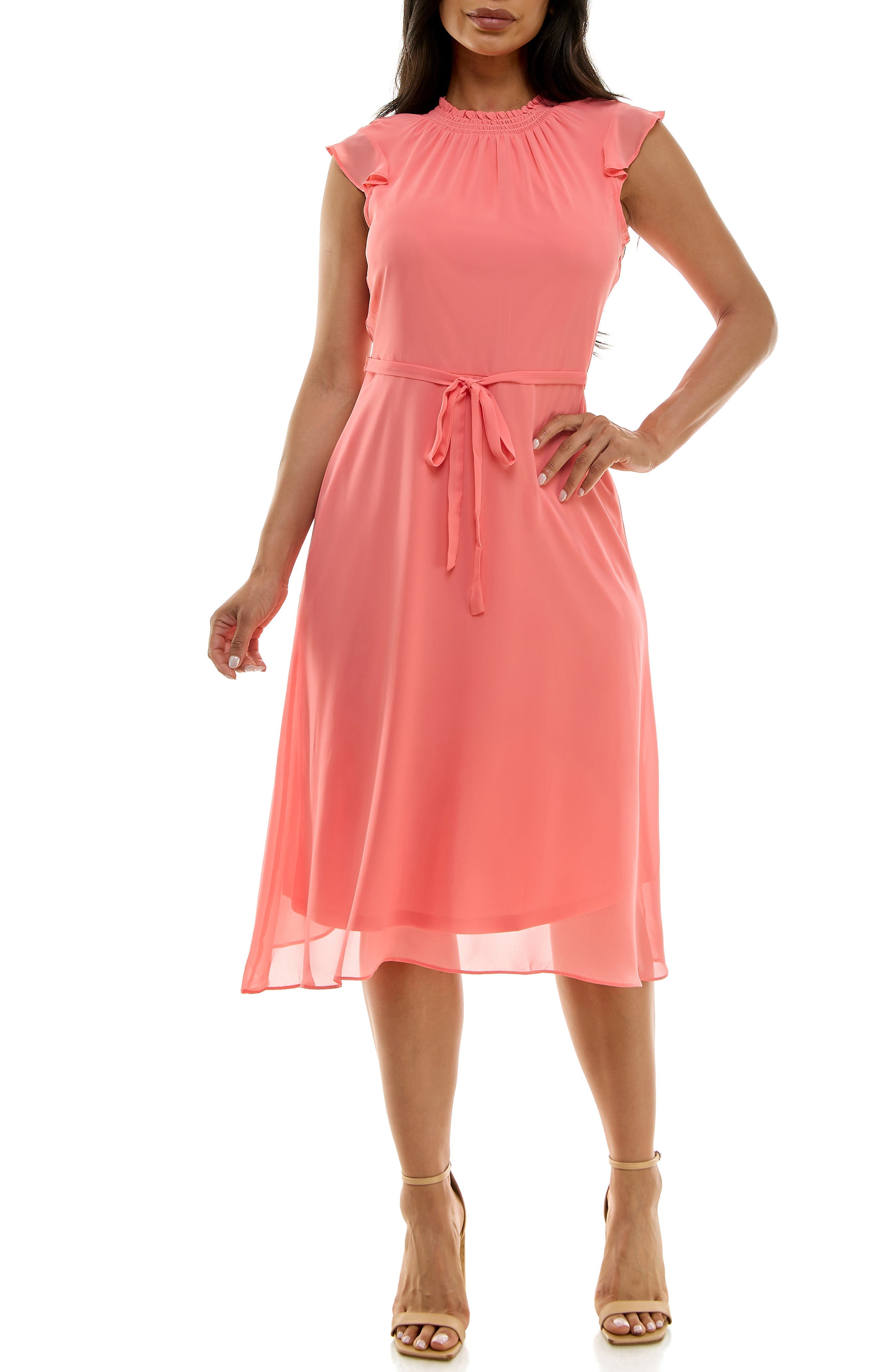 Flutter Sleeve Chiffon Midi Dress - image 3