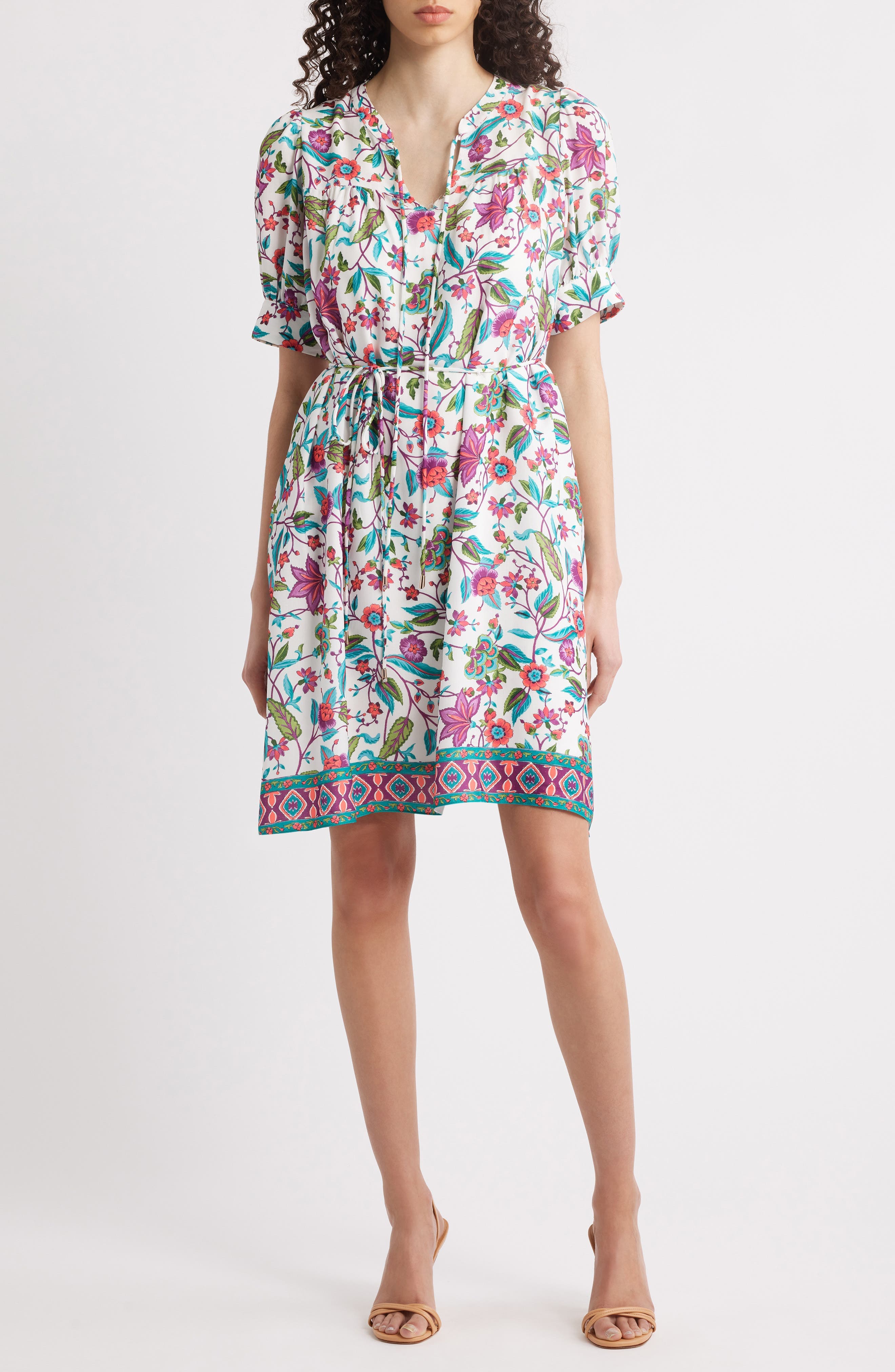 Floral Print Short Sleeve Dress - image 1