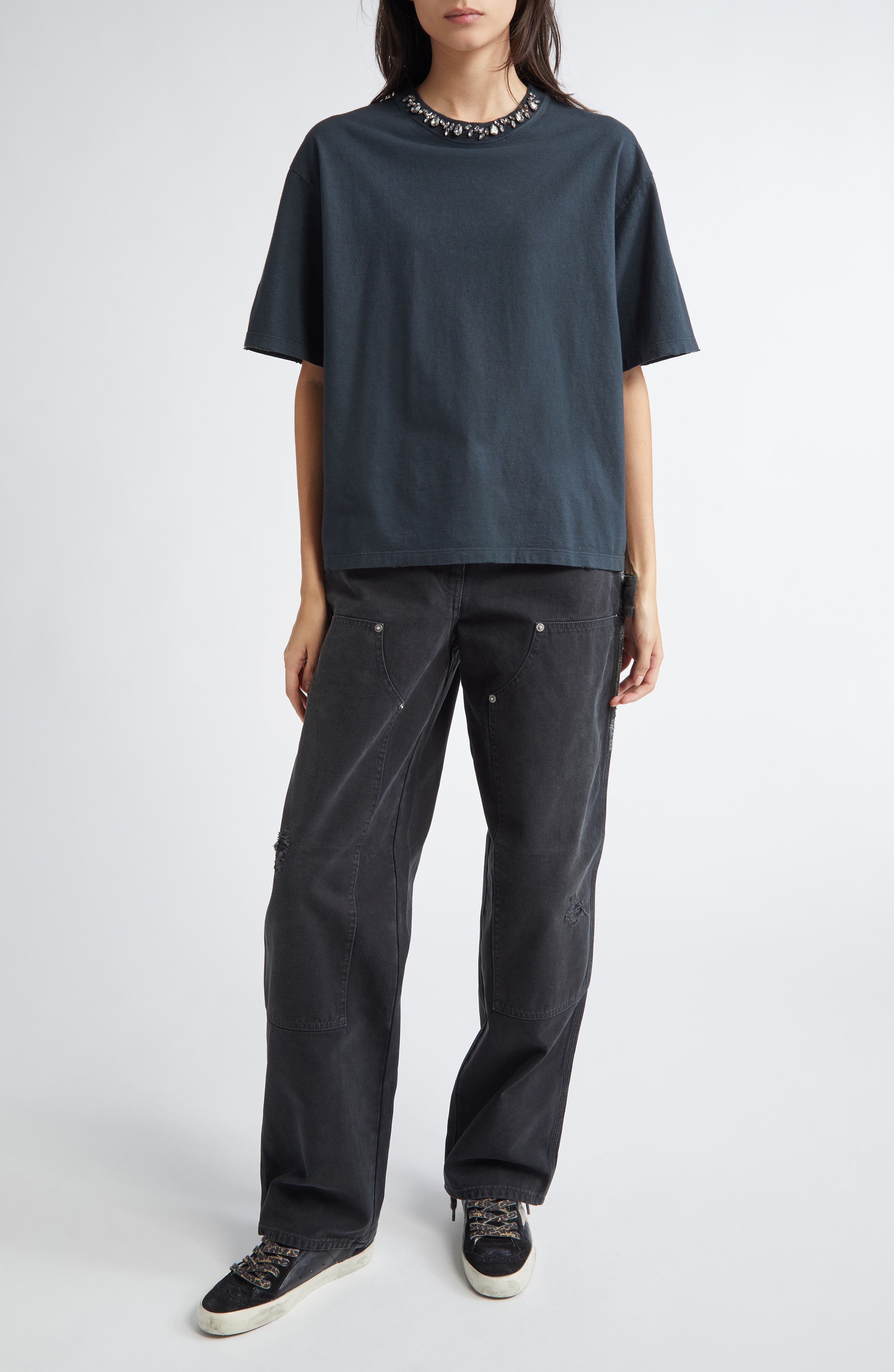 Crystal Embellished Cotton T-Shirt - image 2