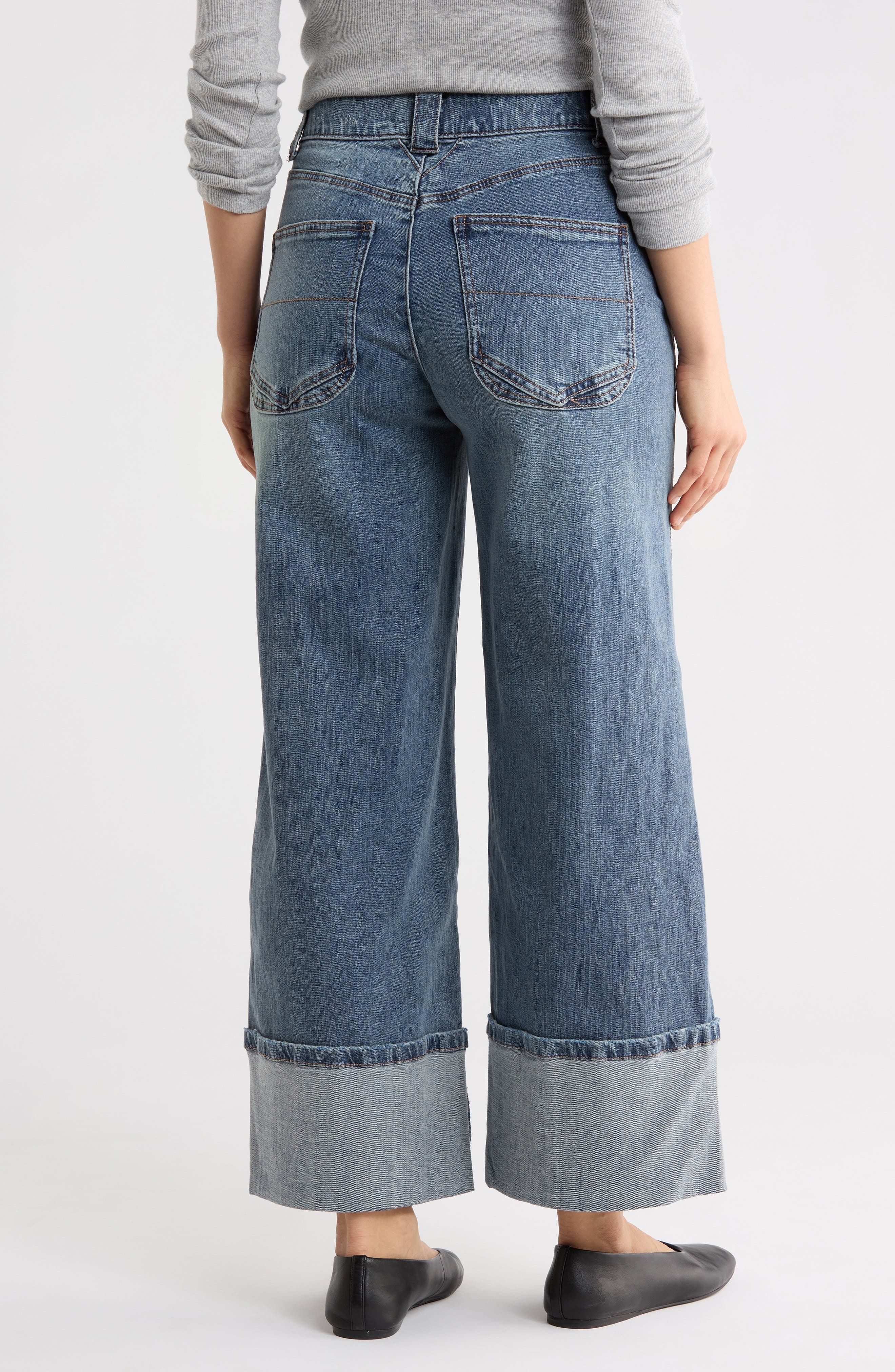 High Waist Cuffed Wide Leg Jeans - image 2