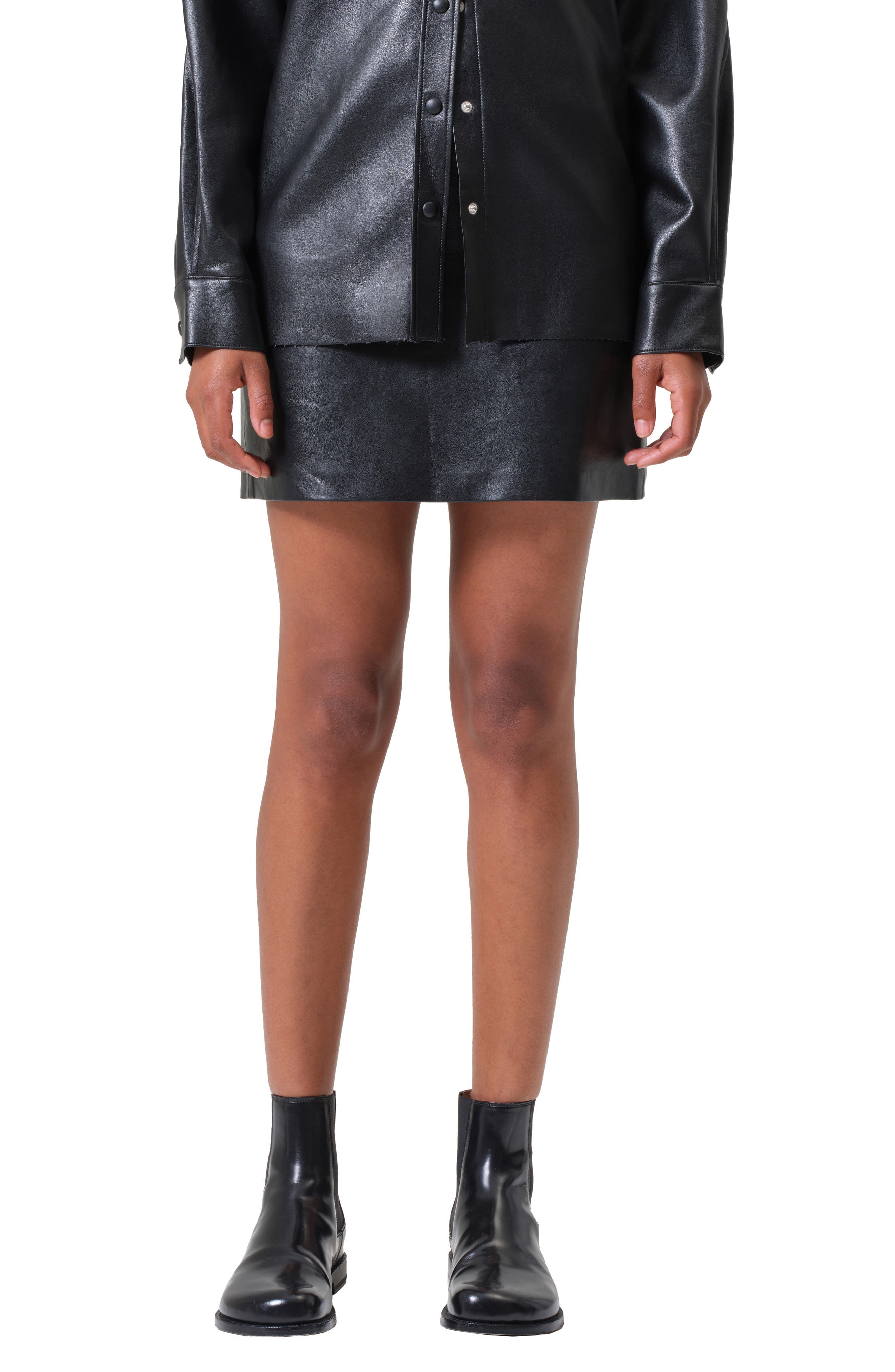 Agda Faux Leather Mini Skirt - image 1