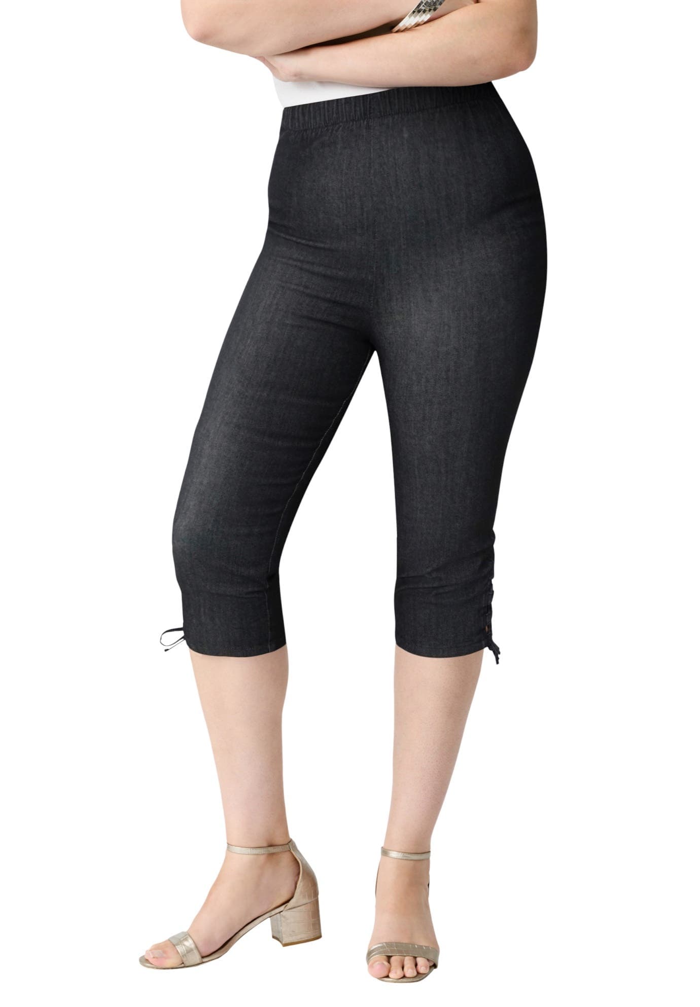 Plus Size Comfort Stretch Lace Up Capri Jean - image 1