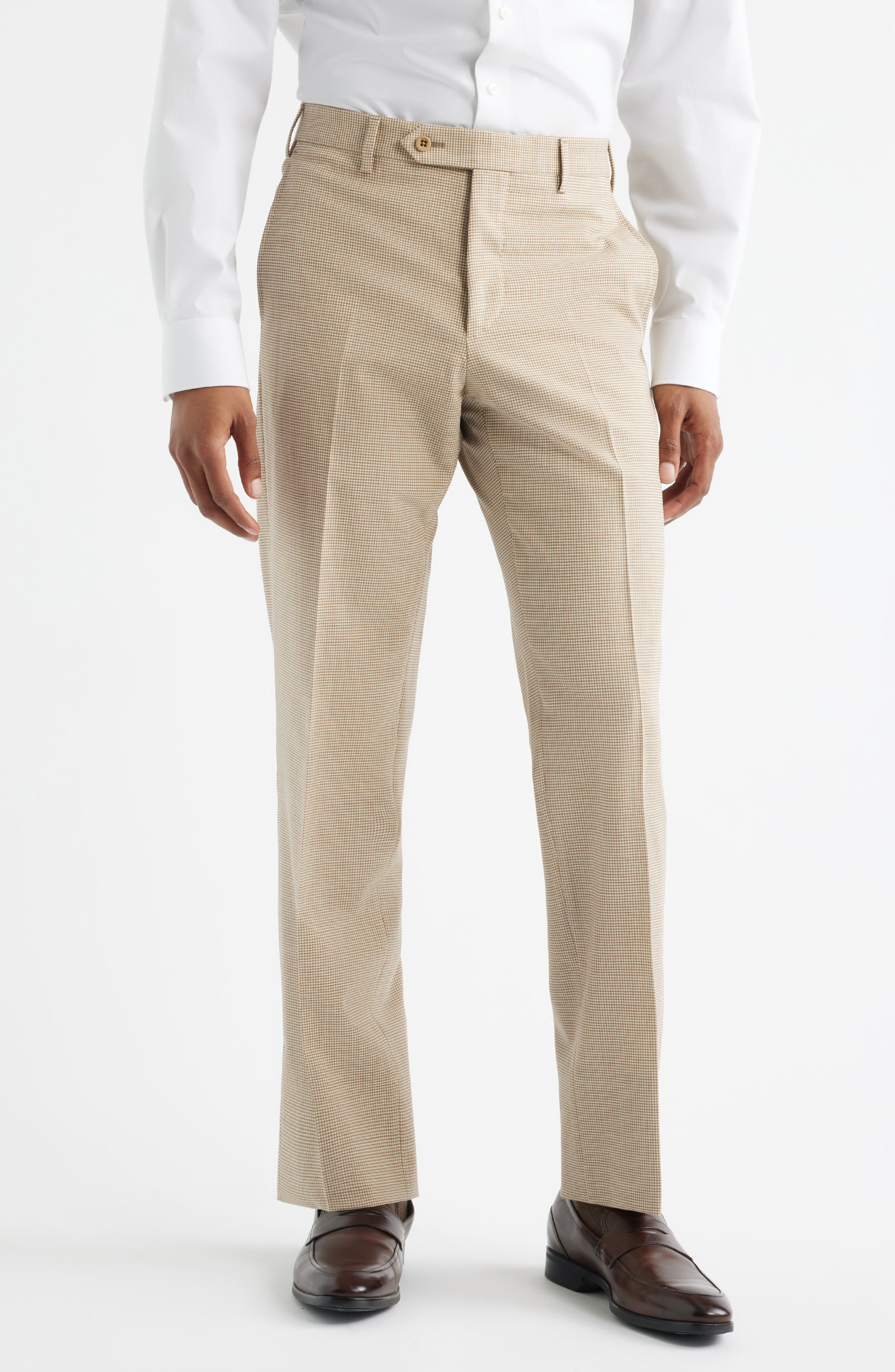 Devon Flat Front Plaid Wool Dress Pants - image 1