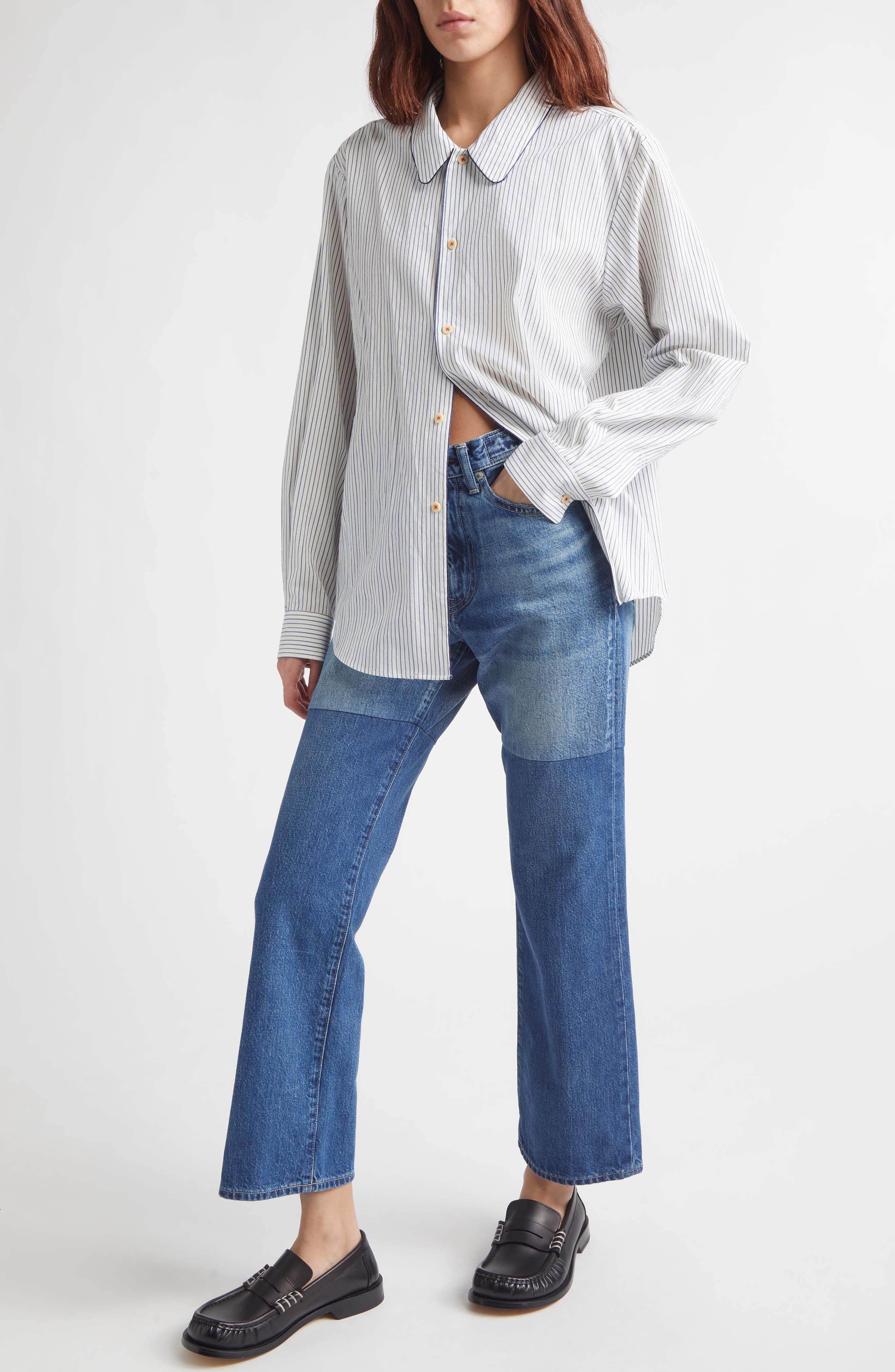 Quiet Stripe Piped Cotton Button-Up Shirt - image 2