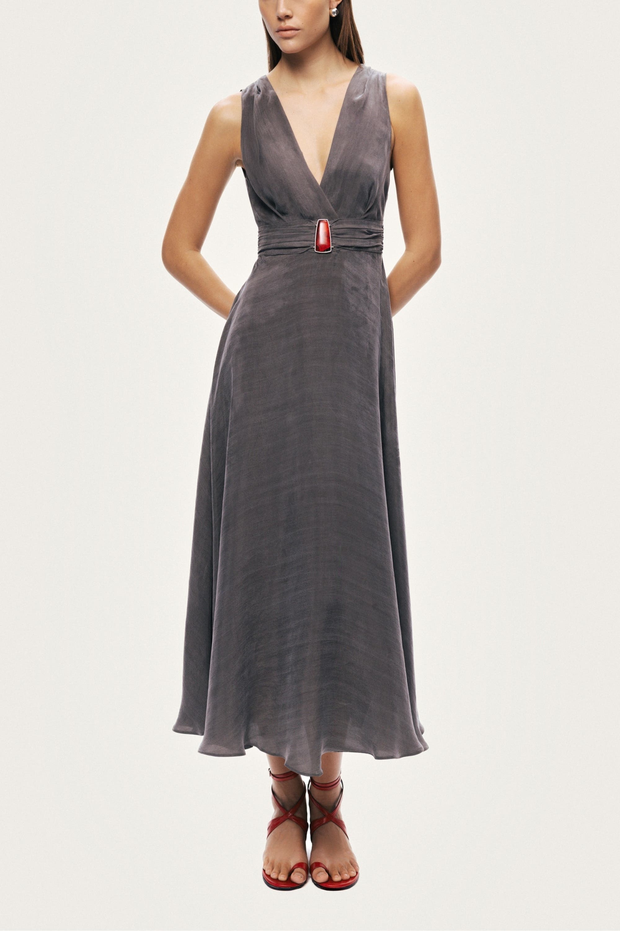 V-Neck Sleeveless Midi Dress - image 1