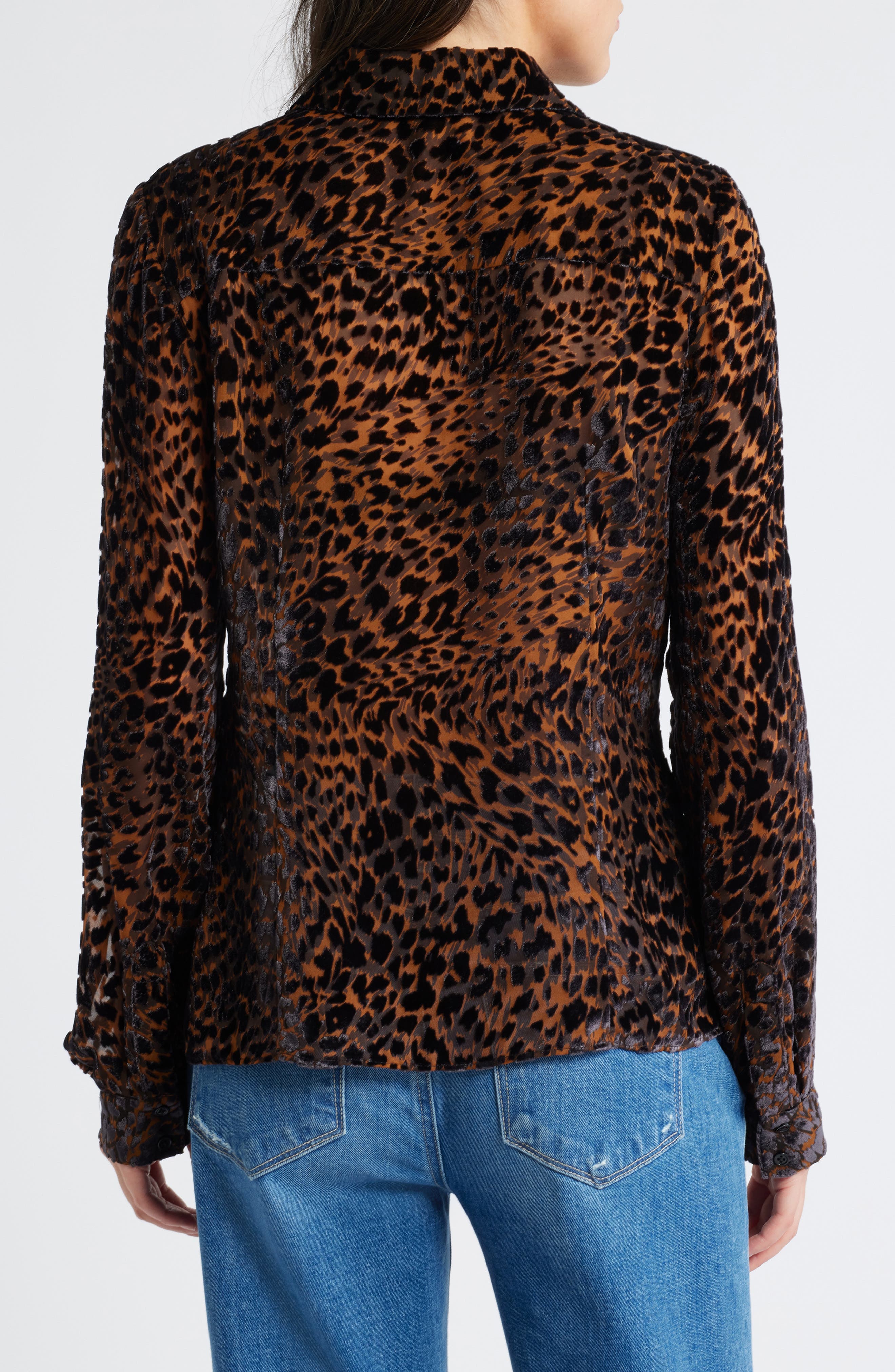 Desano Cheetah Velvet Burnout Button-Up Shirt - image 2
