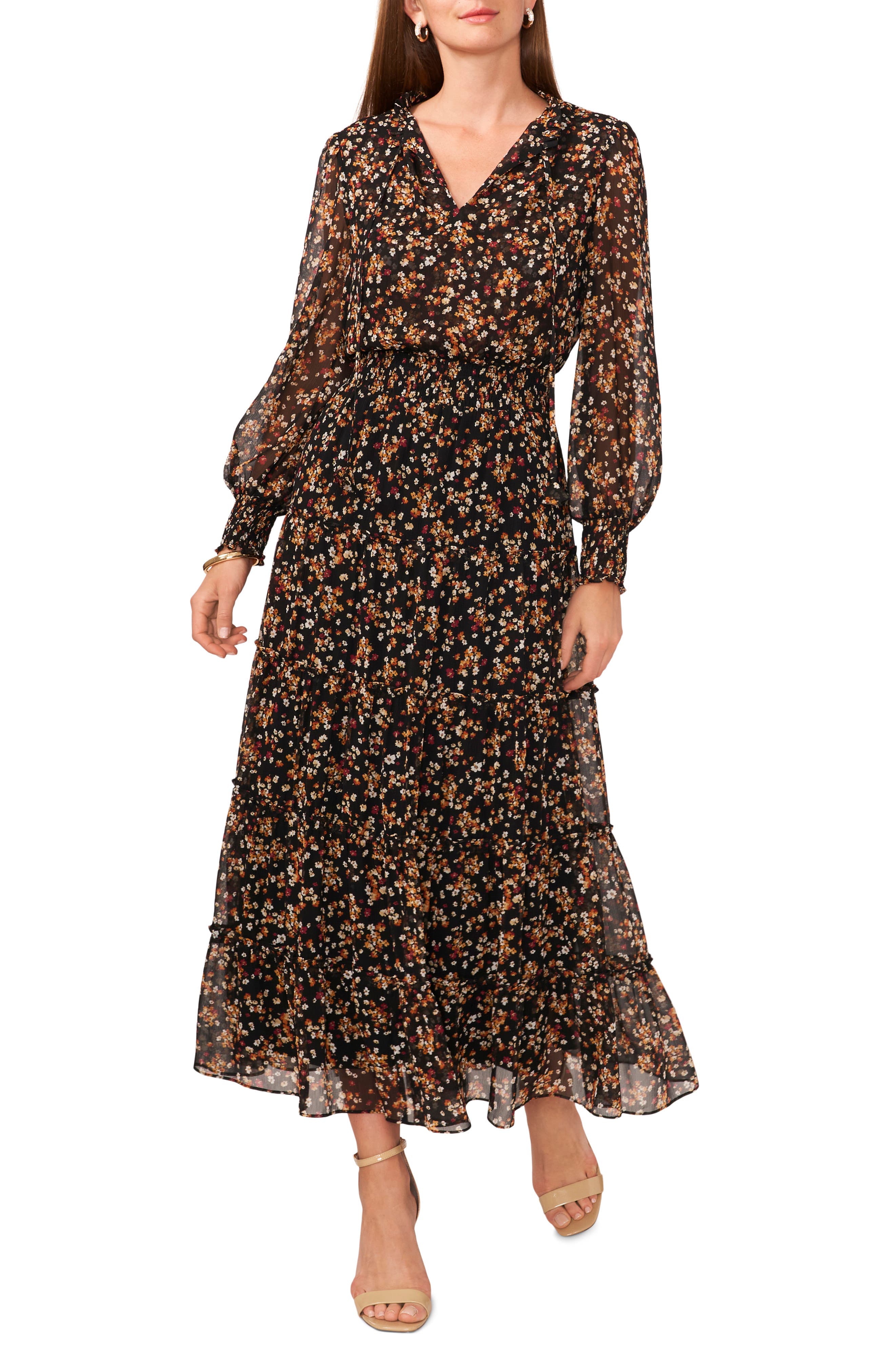 Floral Long Sleeve Tiered Maxi Dress - image 1