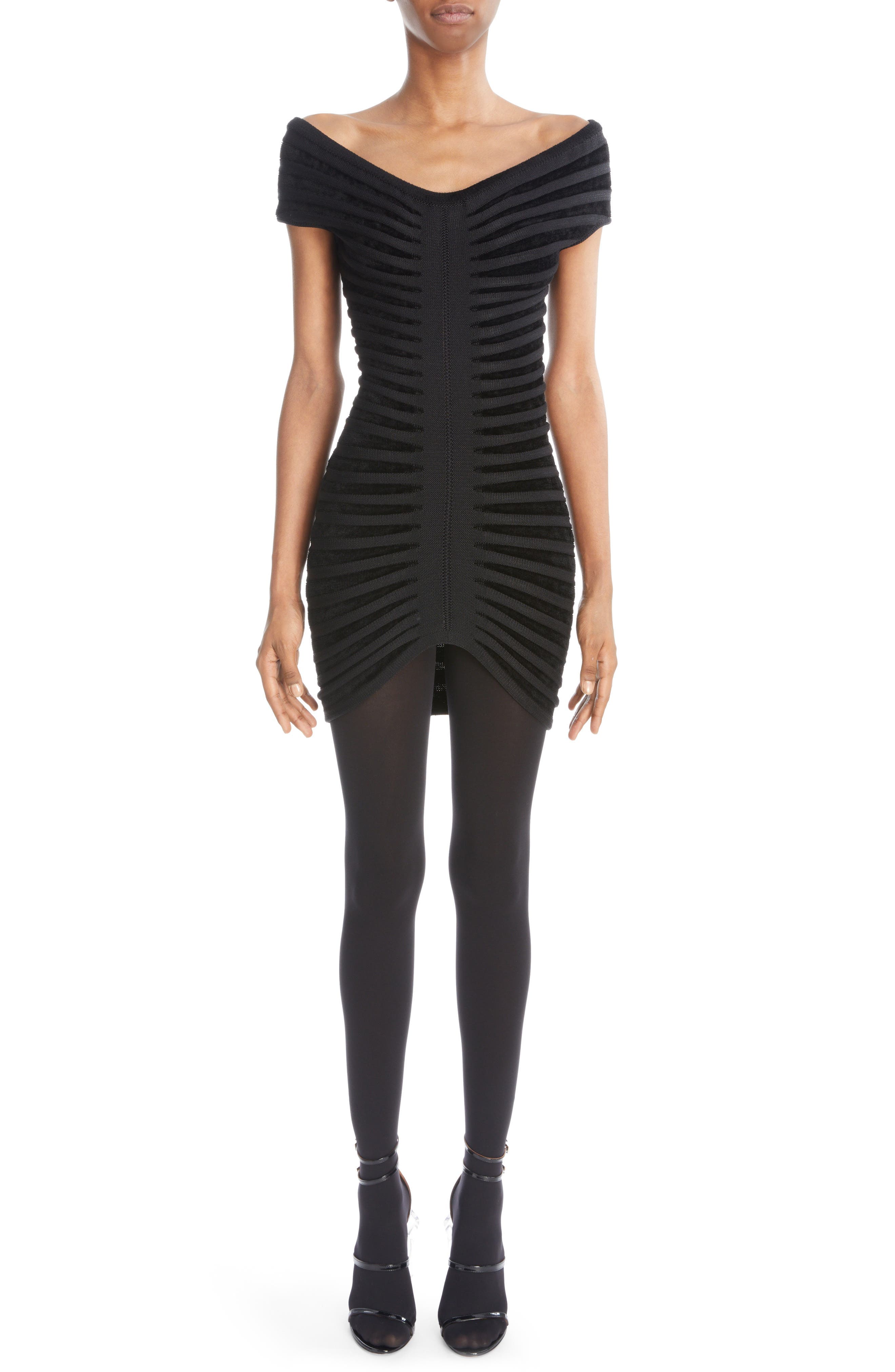 Rib Texture Off the Shoulder Body-Con Minidress - image 1