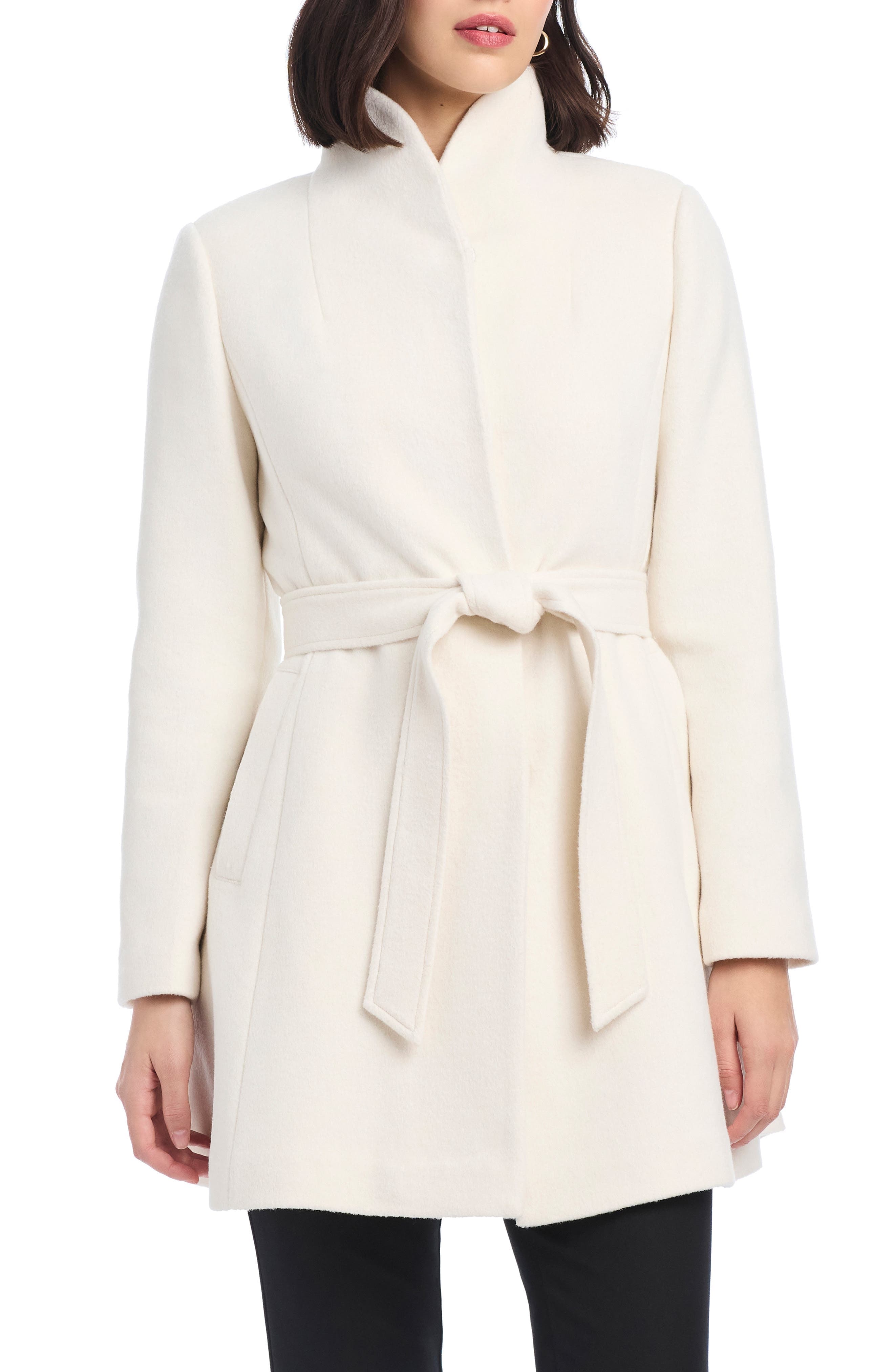 high neck belted coat - image 2
