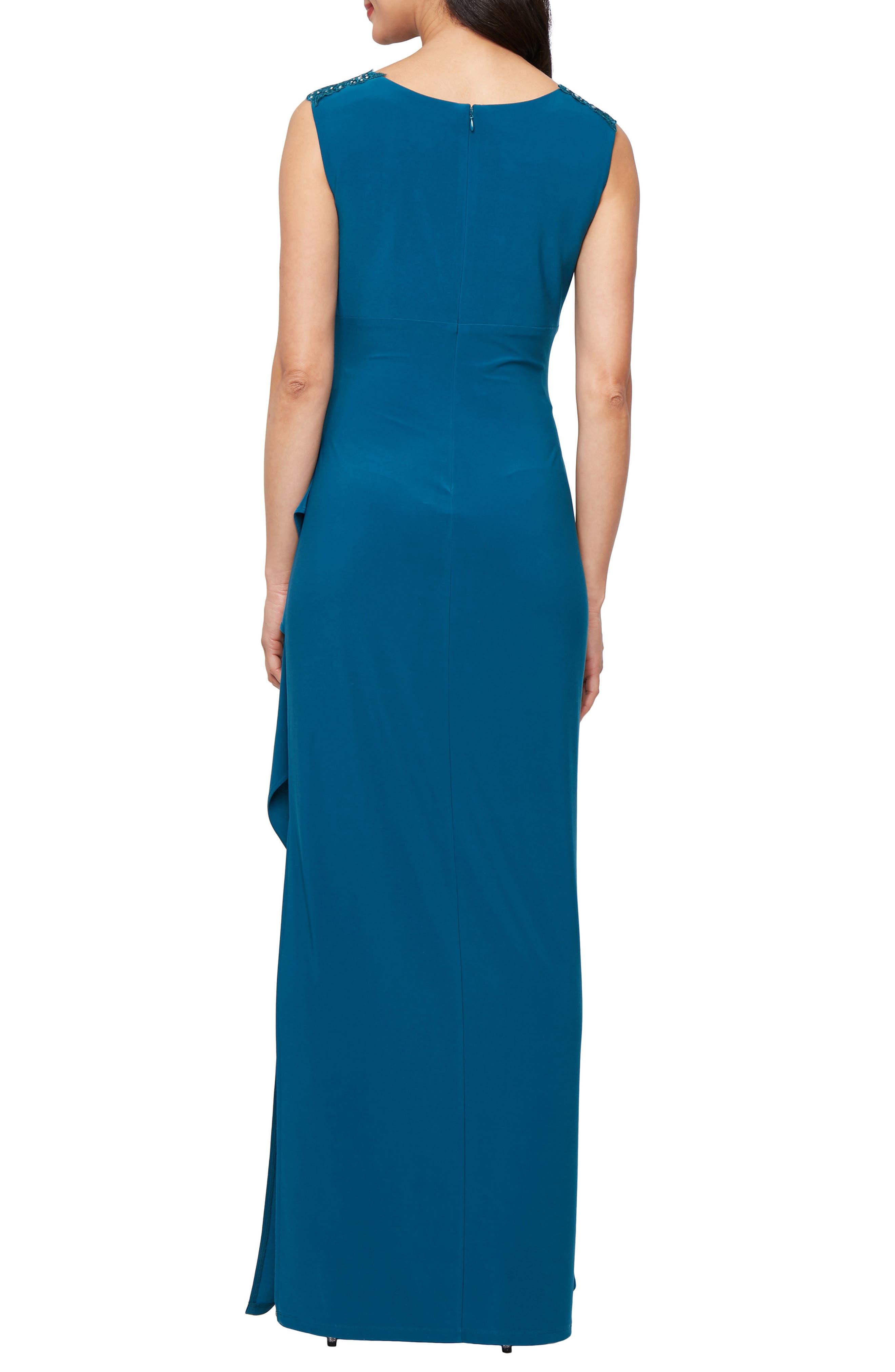 Embellished Side Ruched Jersey Gown - image 2