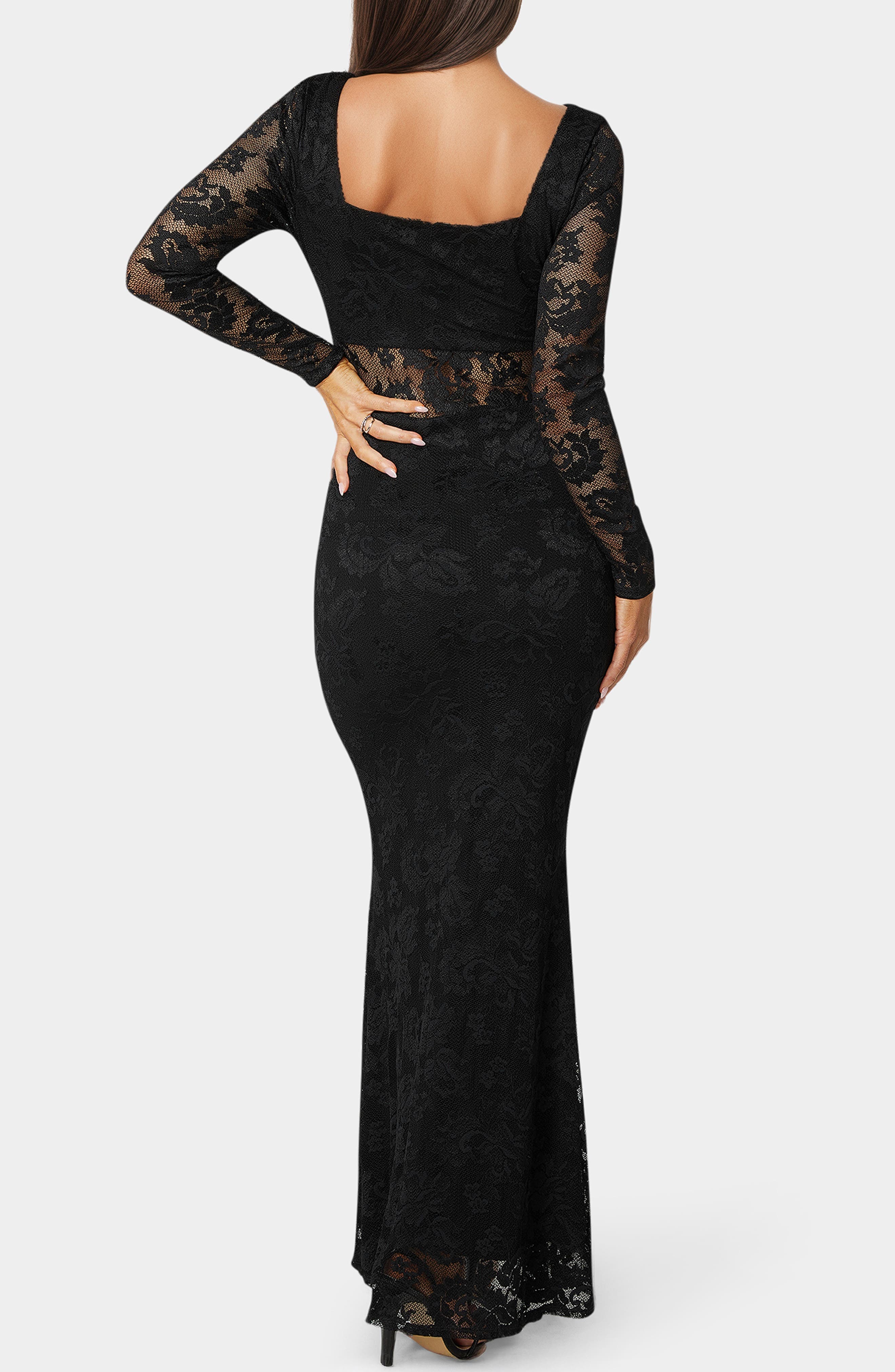Illusion Panel Long Sleeve Lace Maxi Dress - image 2