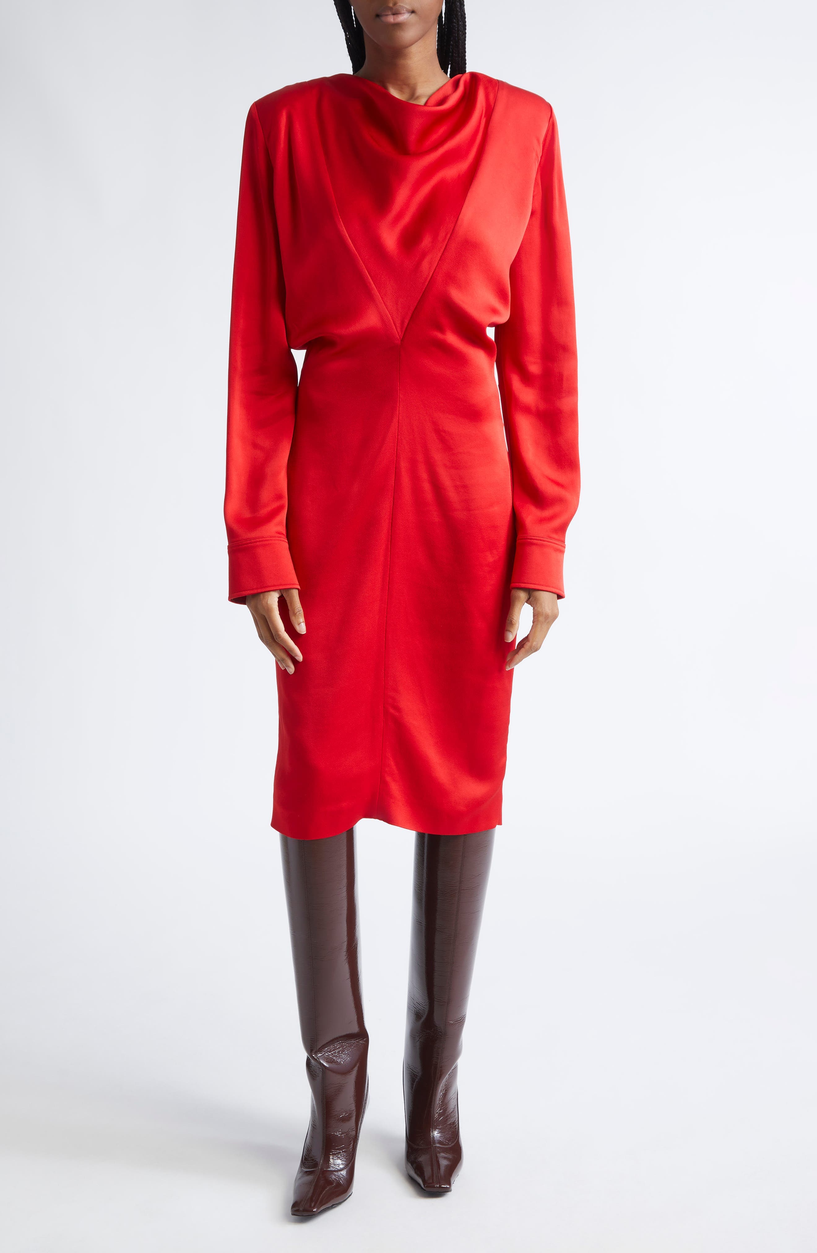 Long Sleeve Satin Dress - image 1