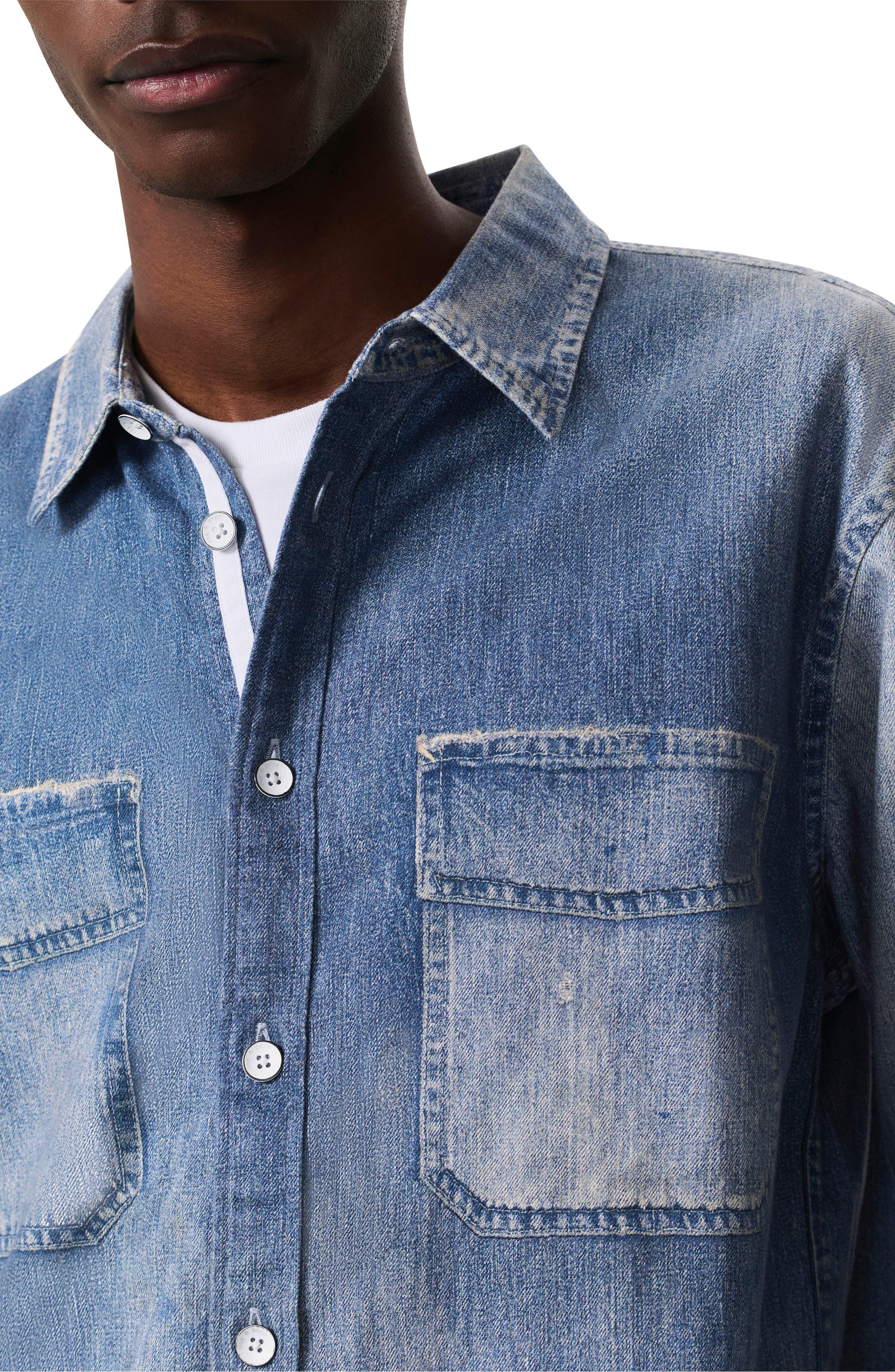 Miramar CPO Faux Denim Cotton Terry Button-Up Shirt - image 2