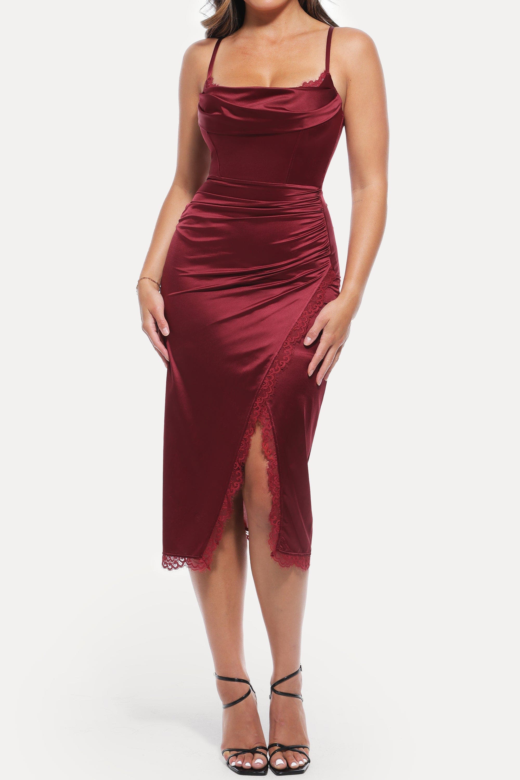 Resort-Ready Lace Trim Sculpting Floral-Print Midi Shaper Dress - image 5