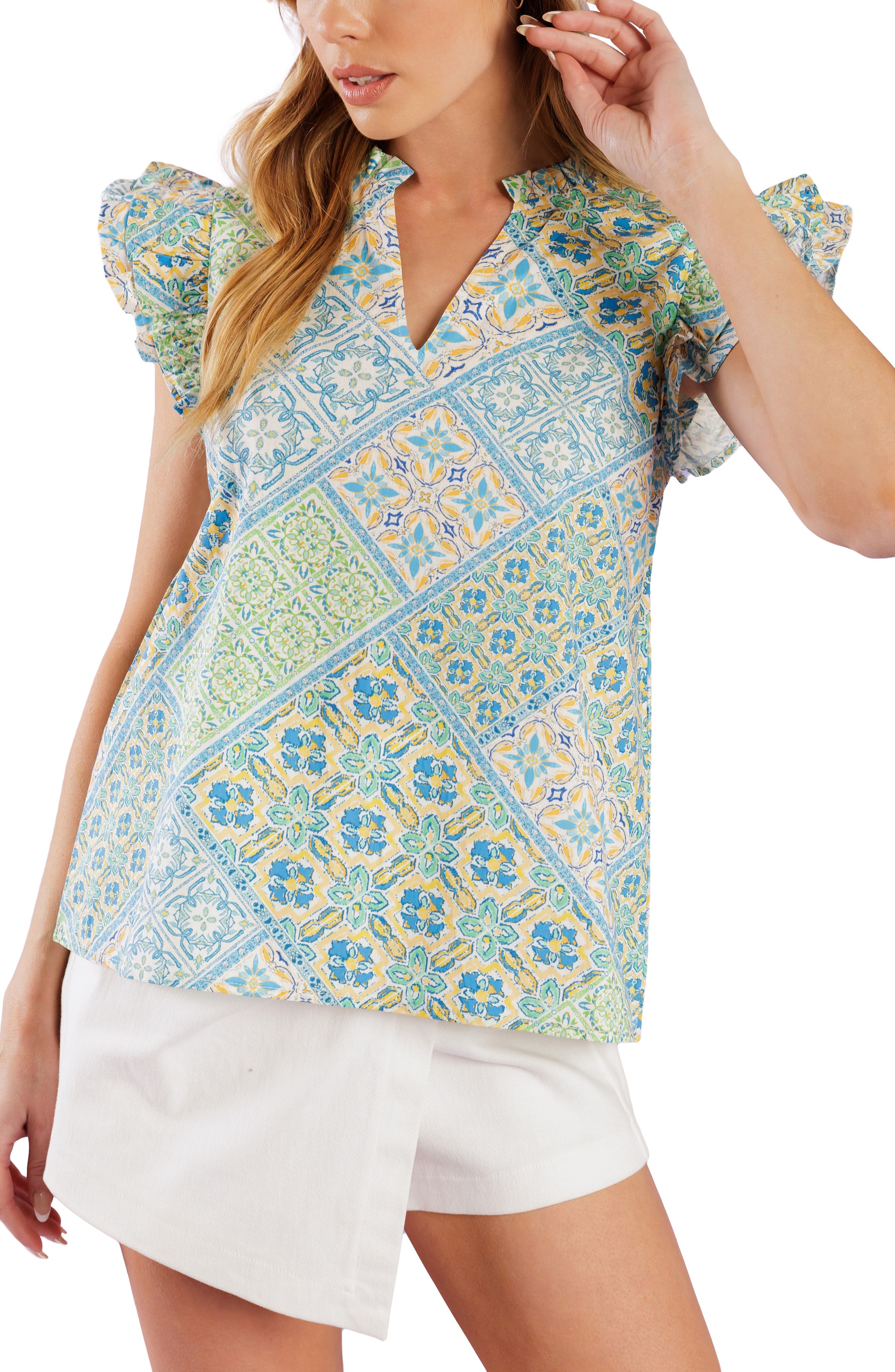 Flutter Sleeve Woven Top - image 1