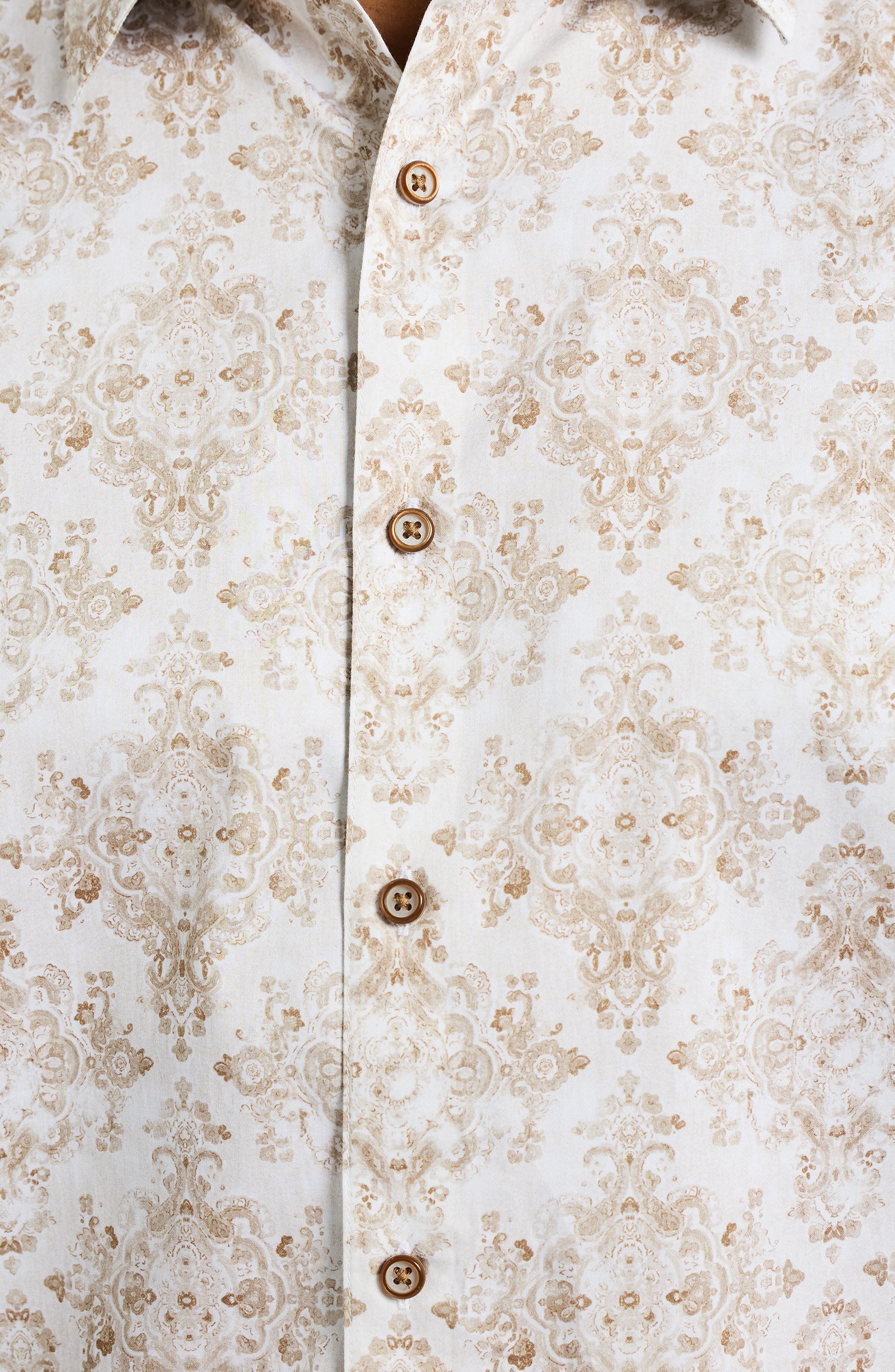 Delancey Damask Print Stretch Cotton Button-Up Shirt - image 2