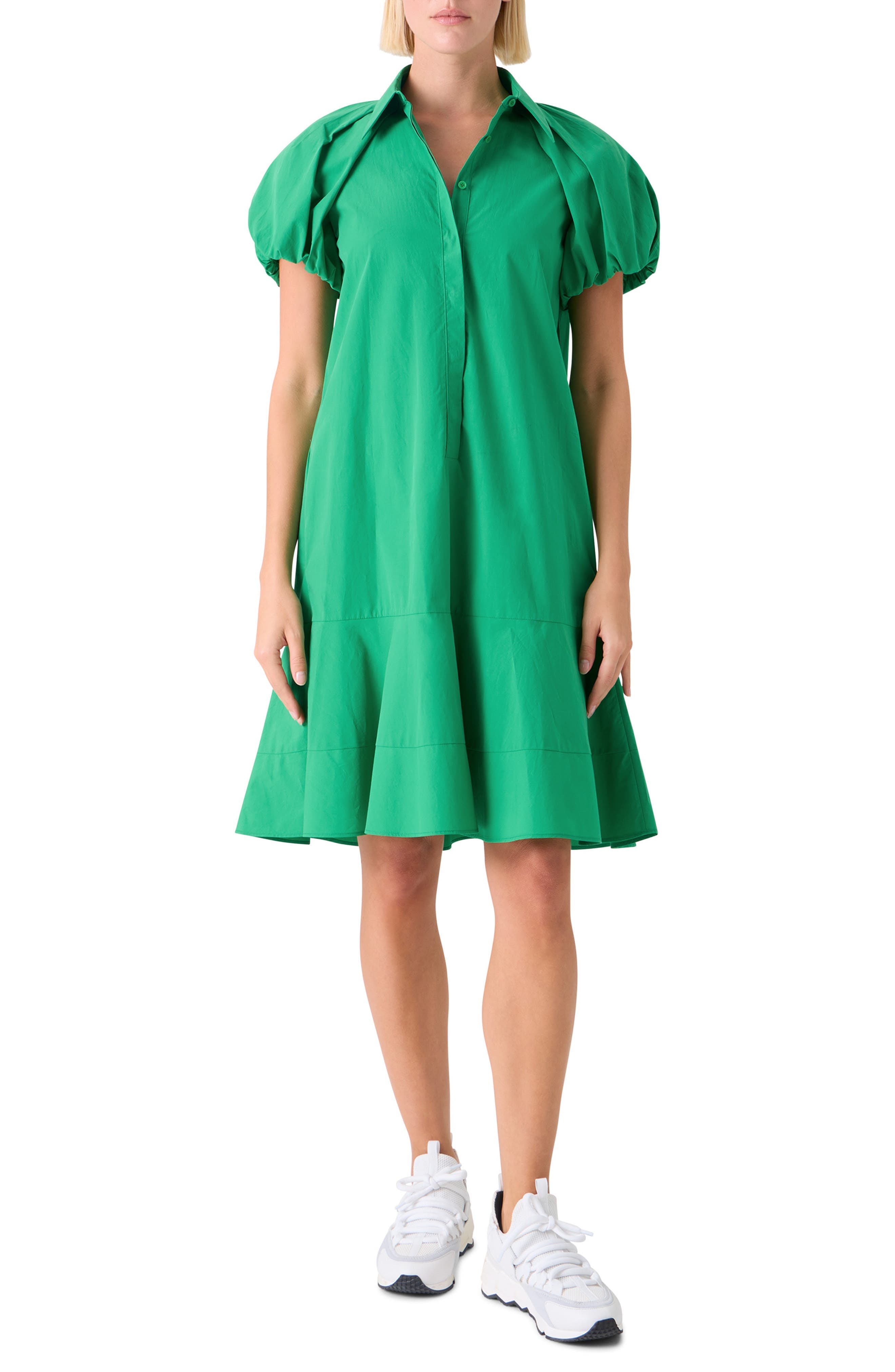 Puff Sleeve Cotton Tiered Dress - image 1