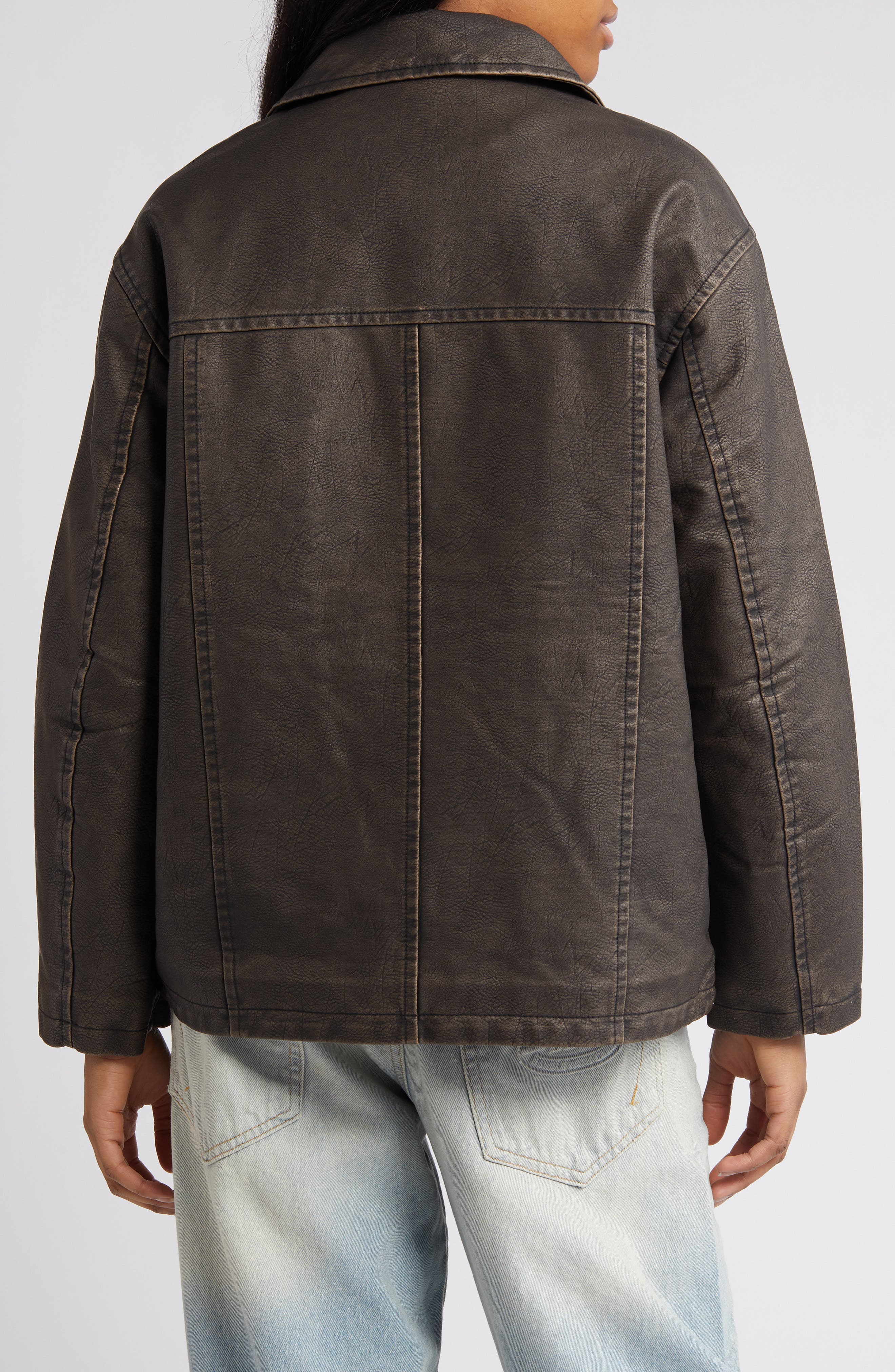 Wadded Faux Leather Jacket - image 2