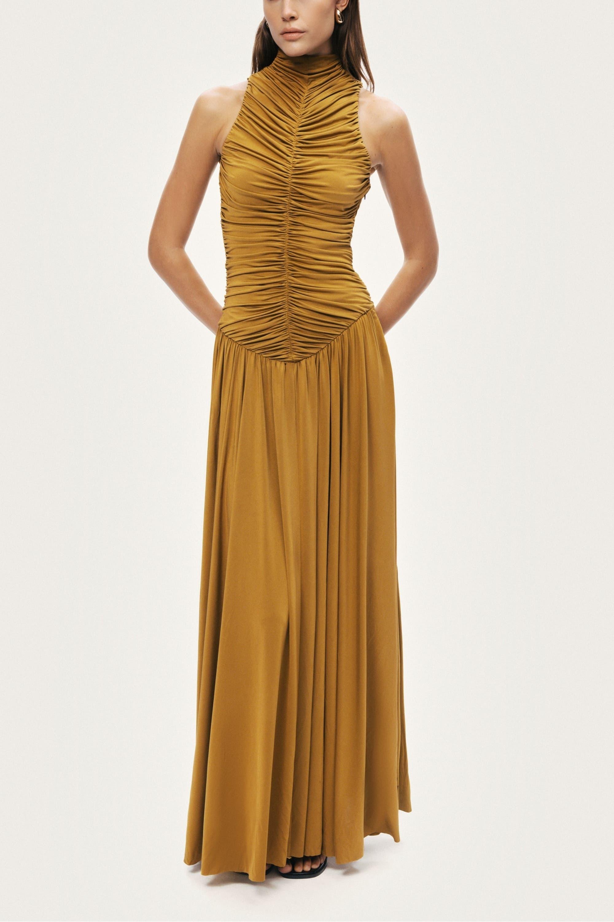 Ruched High-Neck Maxi Dress - image 4