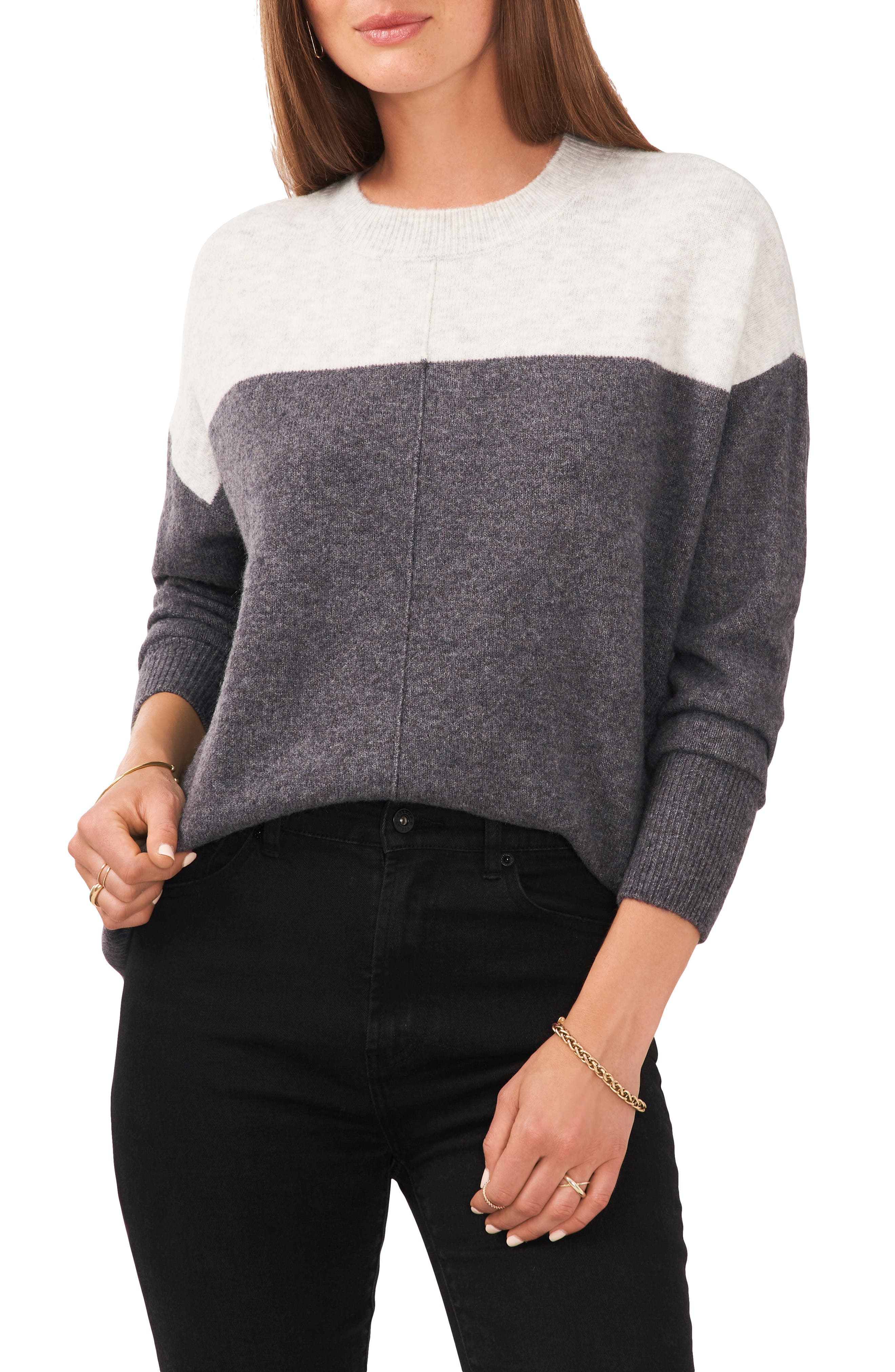 Extended Shoulder Colorblock Sweater - image 1